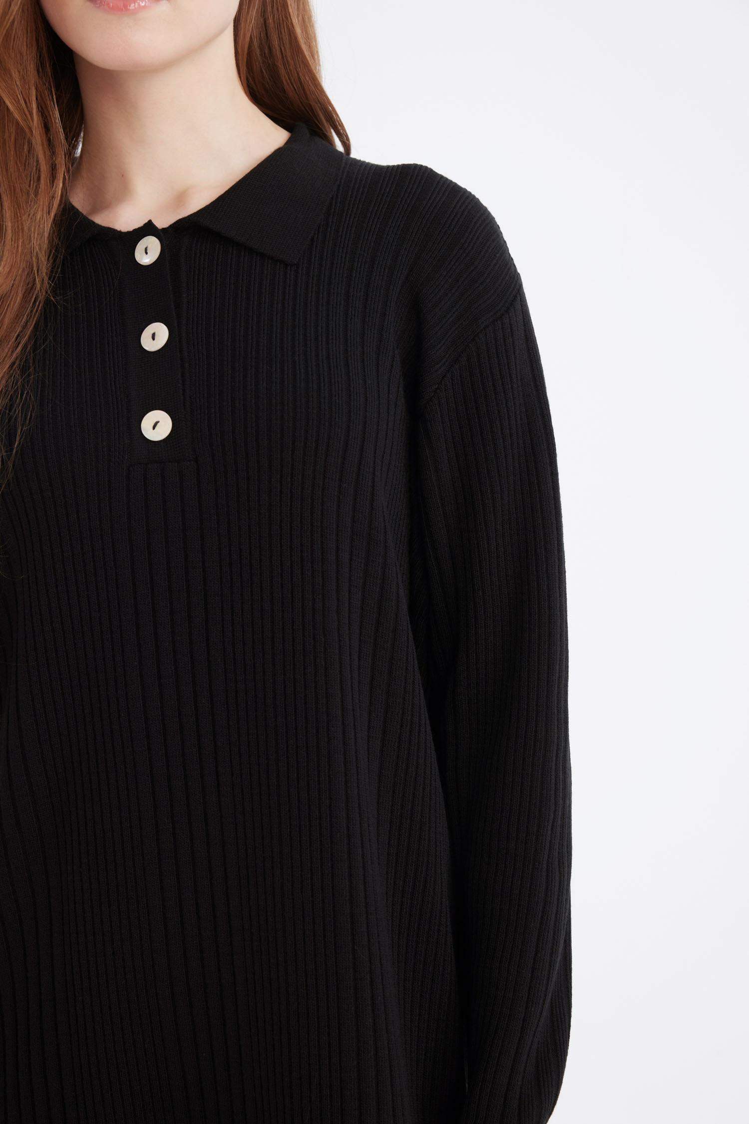 Robe en tricot à Manches Longues et Col Polo Coupe régulière