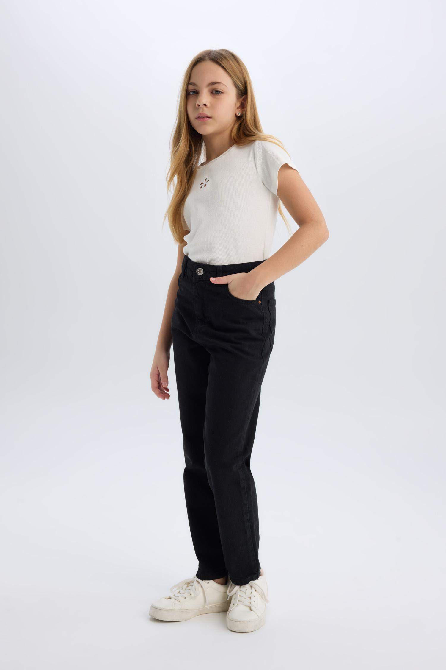 Kız Çocuk Mom Fit Standart Paça Jean Pantolon