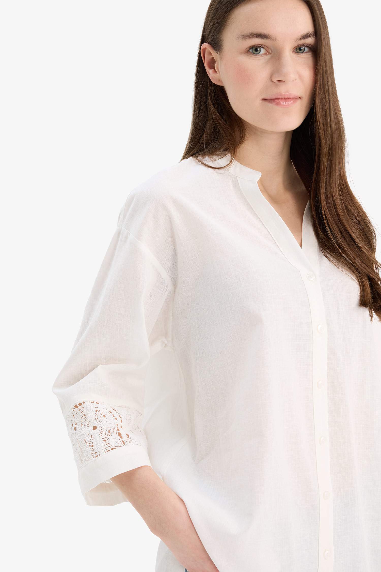 Relax Fit Apaş Yaka Basic Düz Uzun Kollu Gömlek