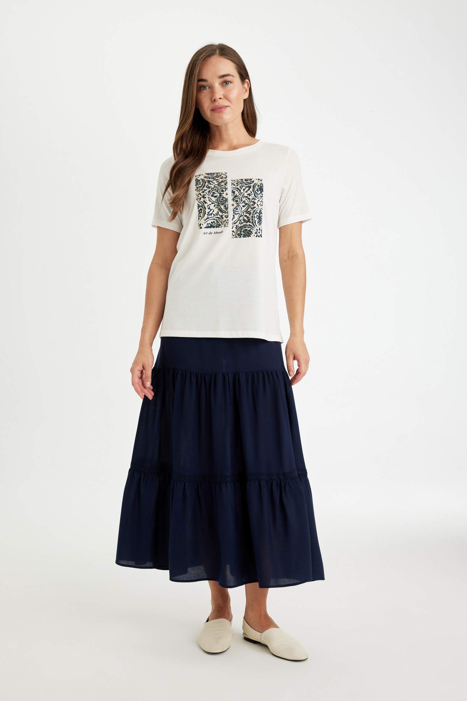 Regular Fit Baskılı Bisiklet Yaka Kısa Kollu Tişört