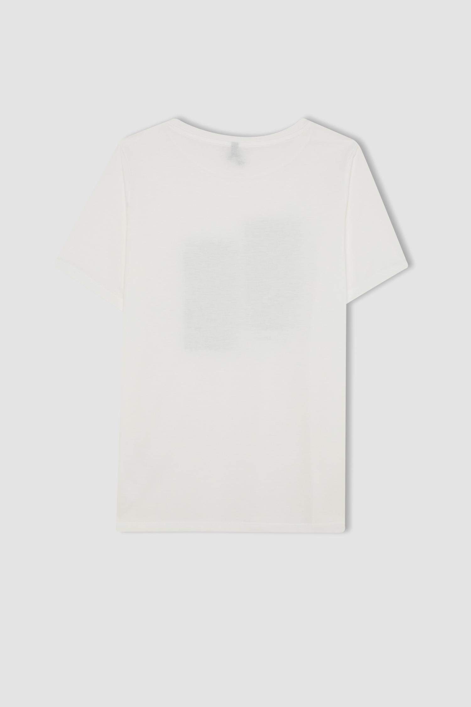 Regular Fit Baskılı Bisiklet Yaka Kısa Kollu Tişört