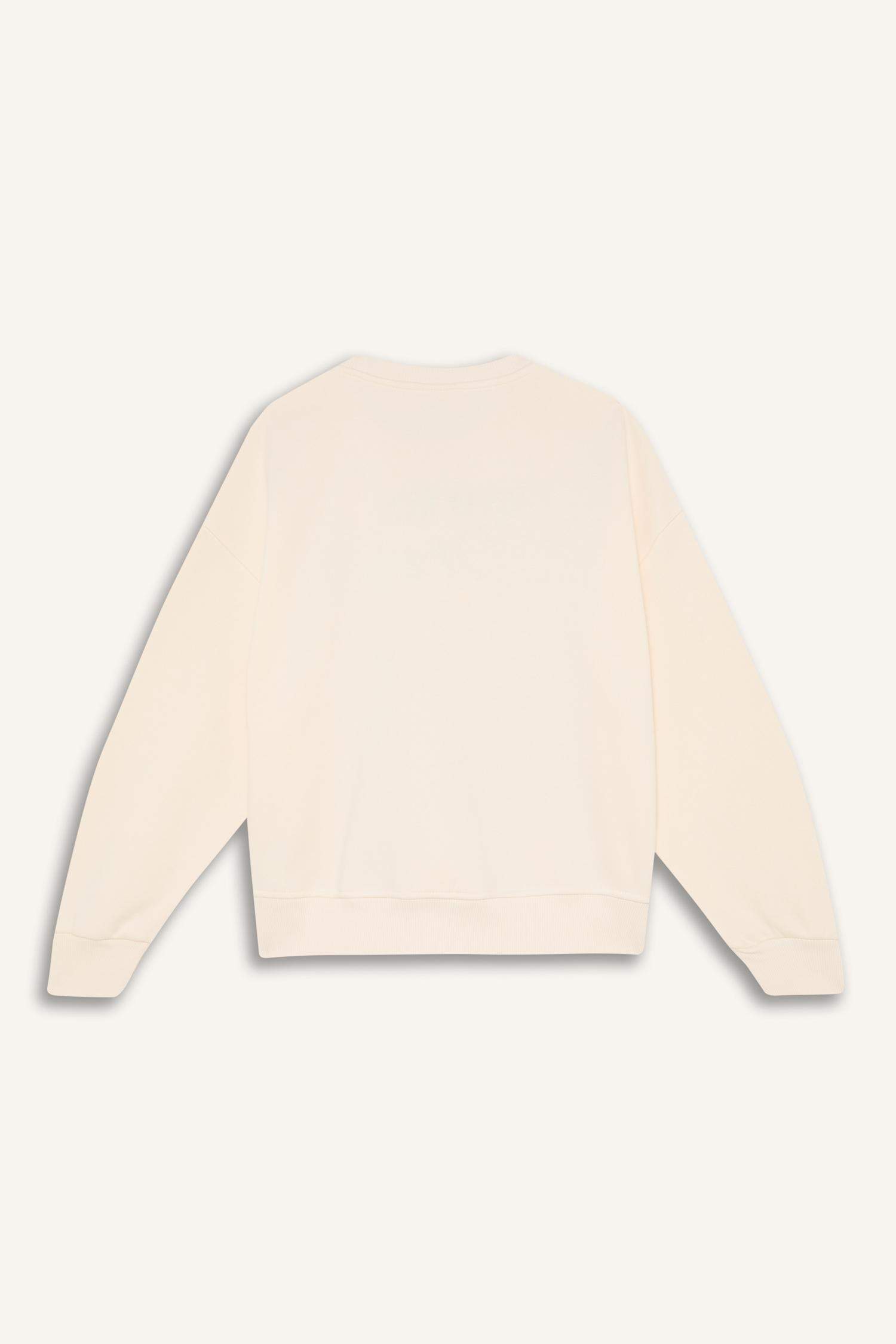 Kız Çocuk Oversize Geniş Kalıp Bisiklet Yaka Baskılı Sweatshirt