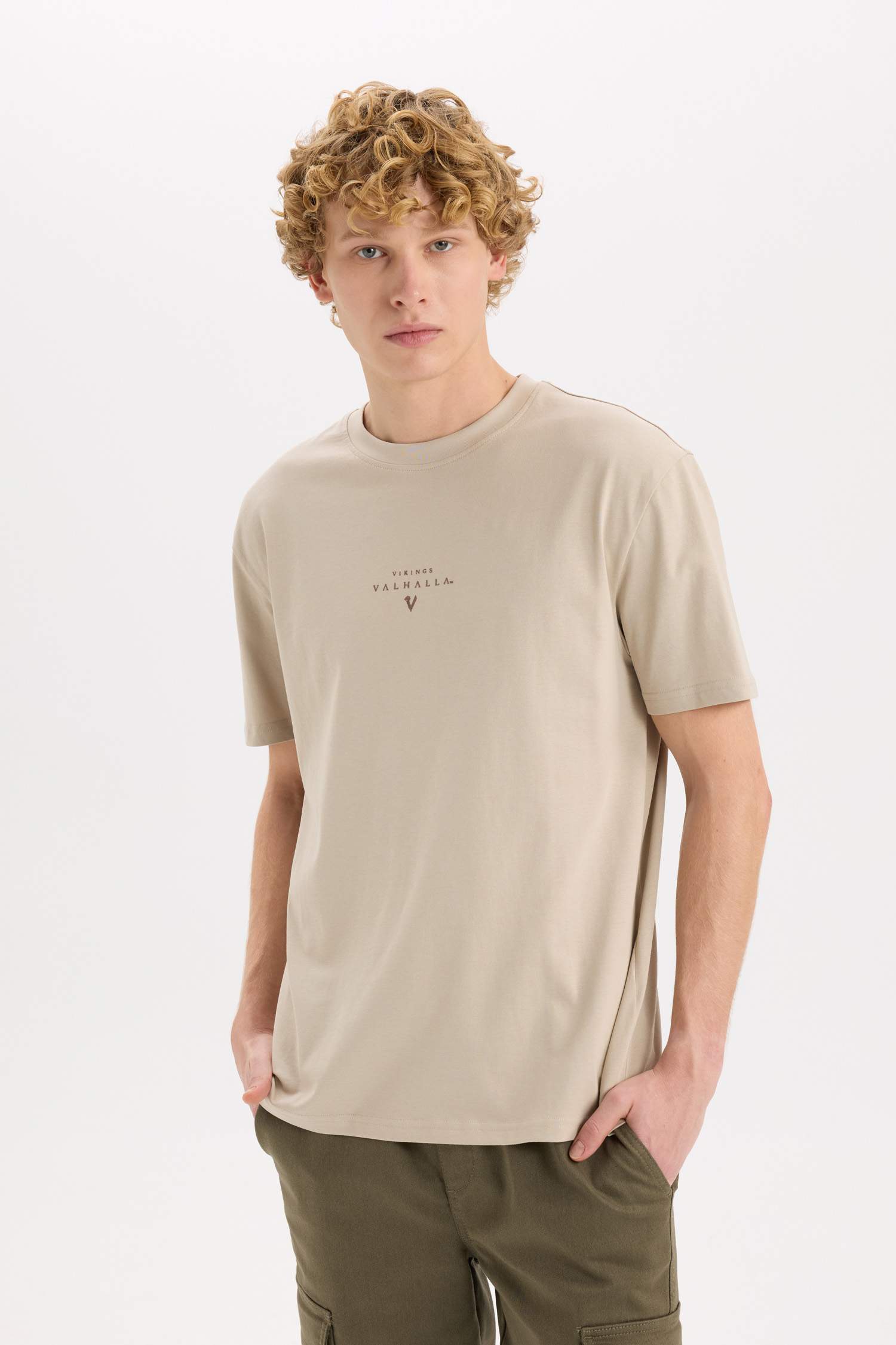 %100 Pamuk Vikings Valhalla Regular Fit Bisiklet Yaka Kısa Kollu Tişört