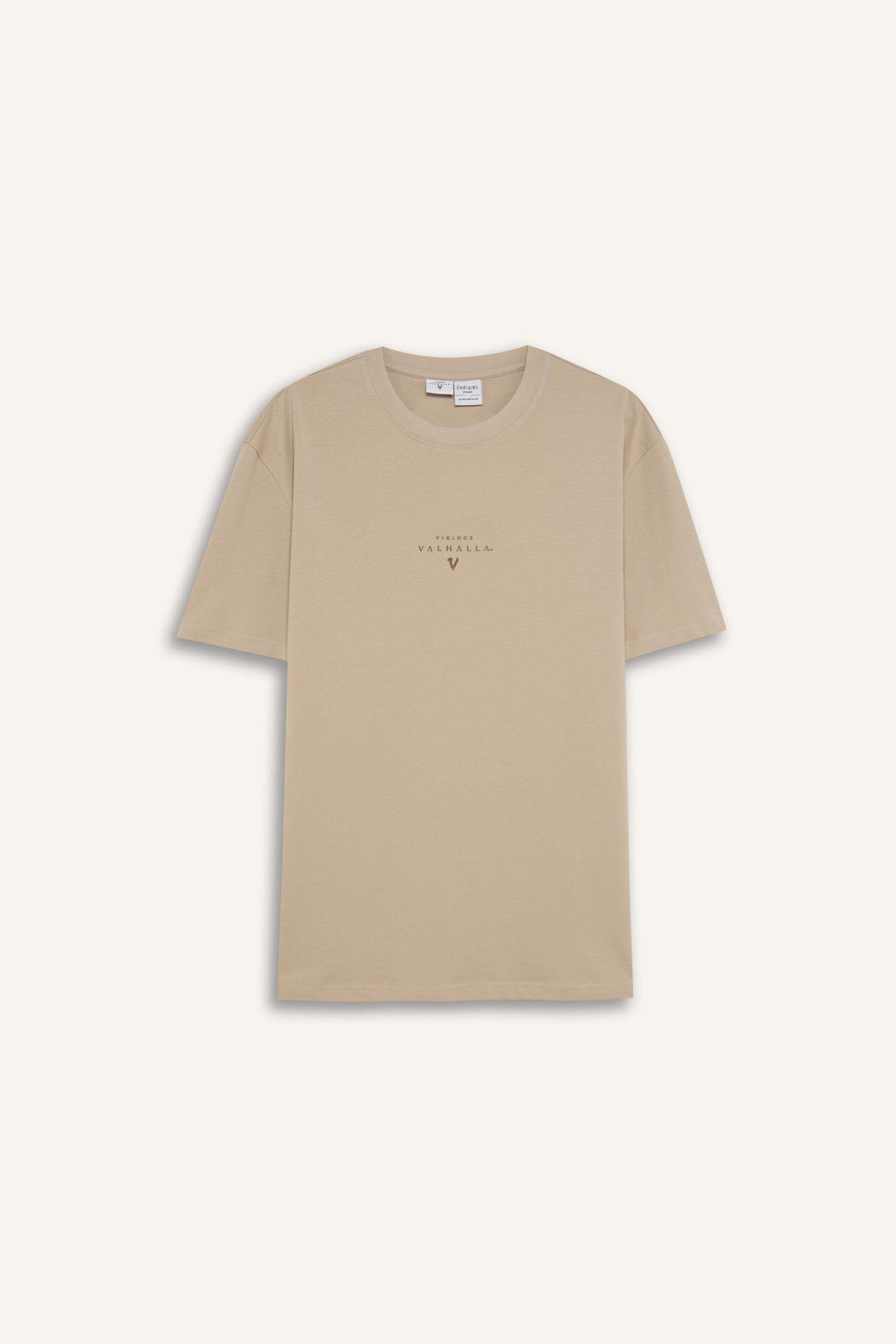 %100 Pamuk Vikings Valhalla Regular Fit Bisiklet Yaka Kısa Kollu Tişört