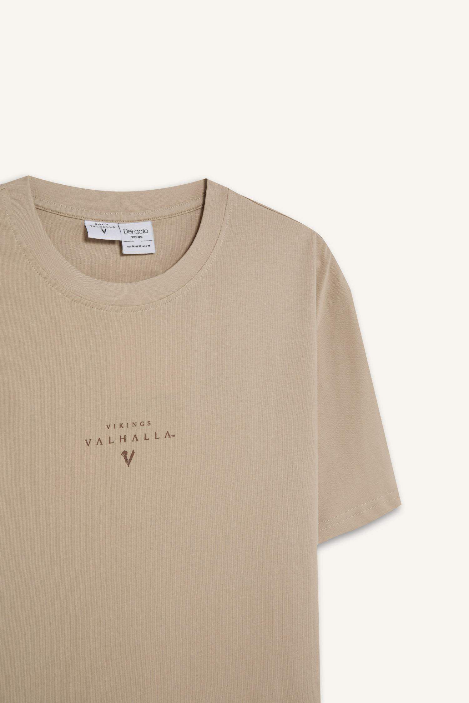 %100 Pamuk Vikings Valhalla Regular Fit Bisiklet Yaka Kısa Kollu Tişört