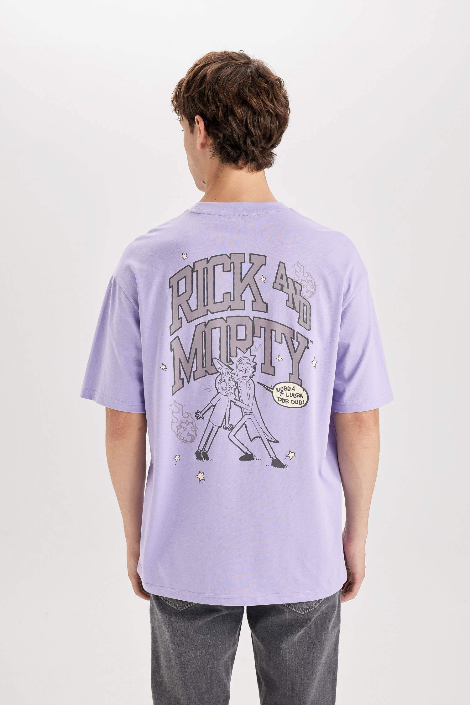 T-shirt boxy en coton imprimé Rick and Morty à col rond