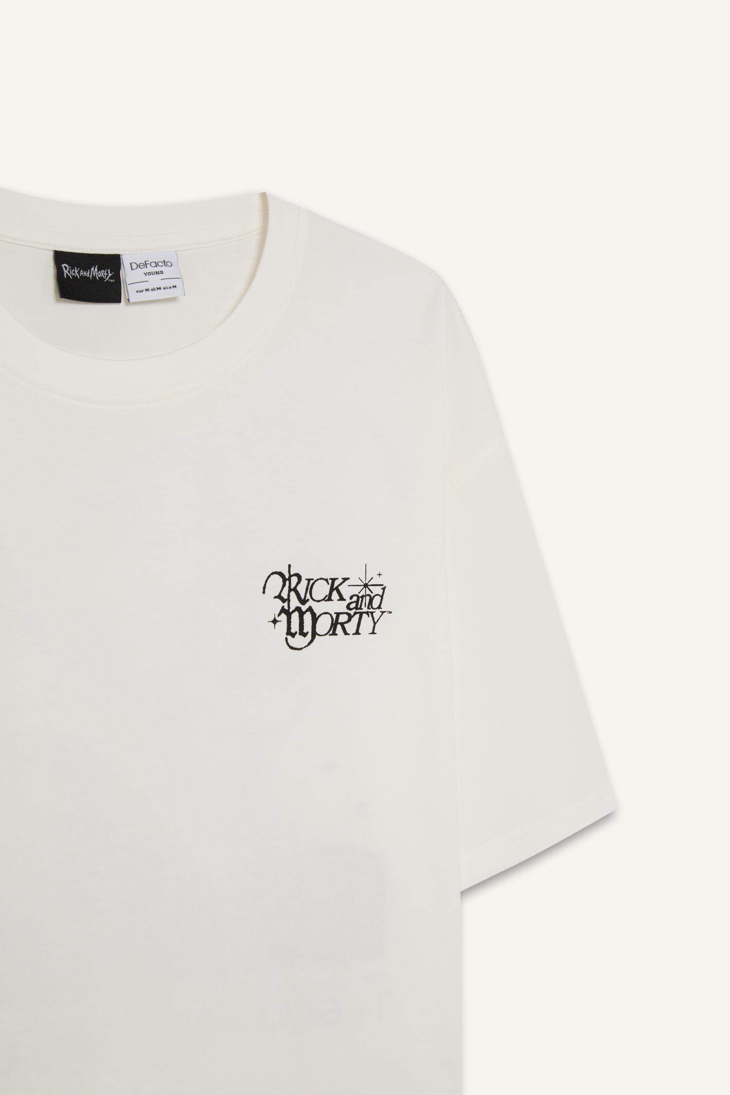 Rick and Morty Boxy Fit Круглый Вырез С Принтом на Спине Короткий Рукав Футболка