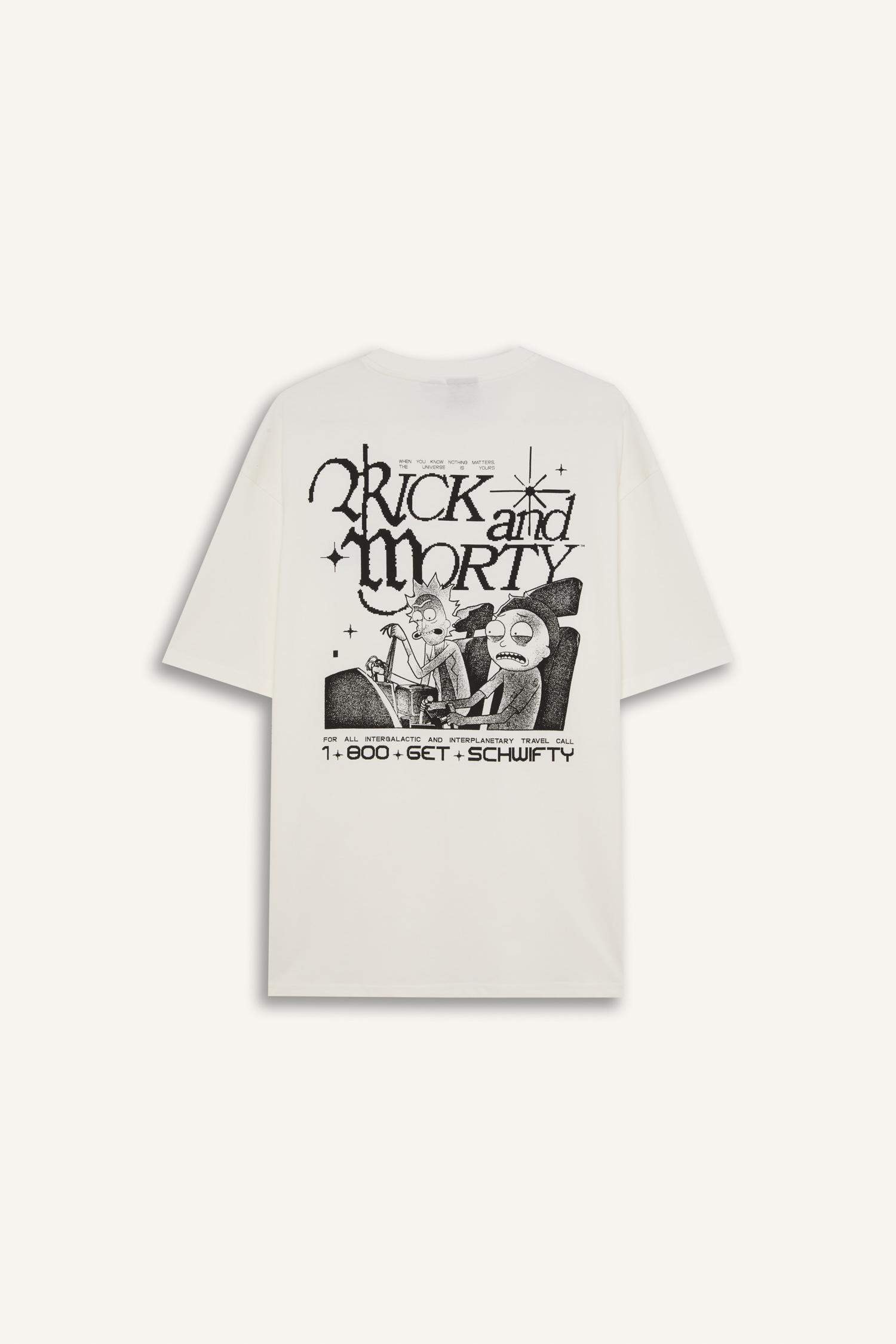 Rick and Morty Boxy Fit Круглый Вырез С Принтом на Спине Короткий Рукав Футболка