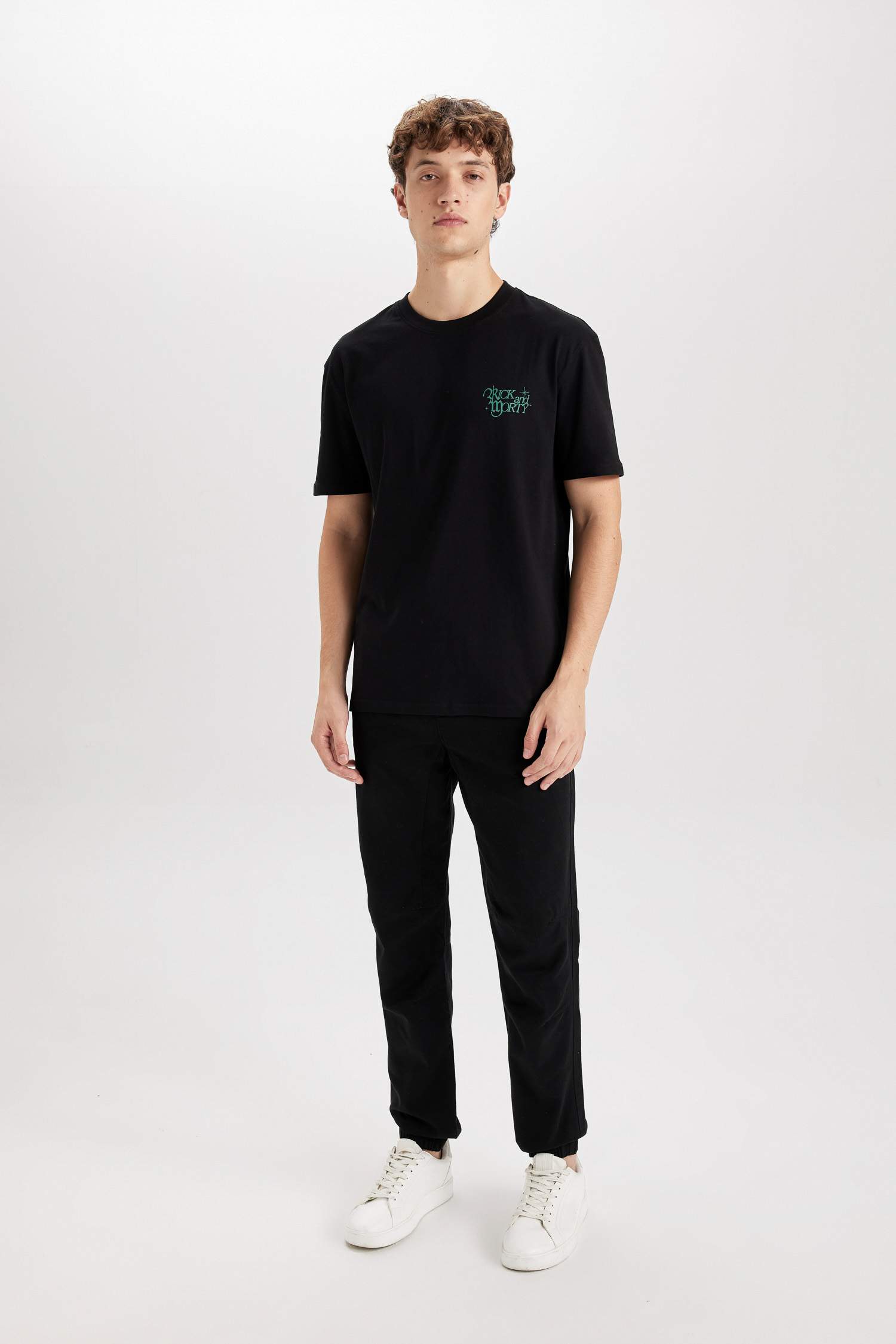 %100 Pamuk Rick and Morty Regular Fit Bisiklet Yaka Sırt Baskılı Kısa Kollu Tişört