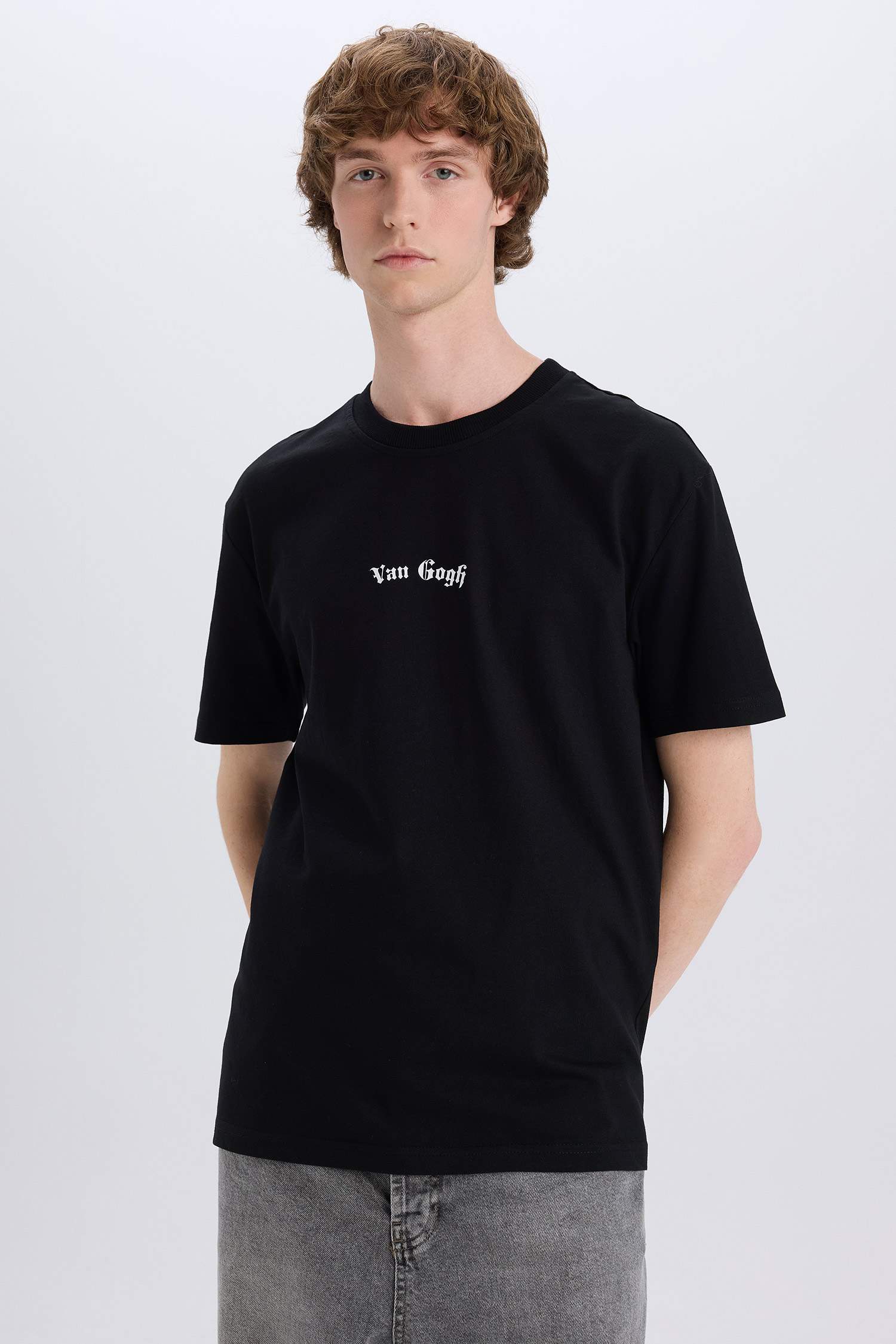 Regular Fit Van Gogh Licensed Crew Neck Printed Short Sleeve T-Shirt