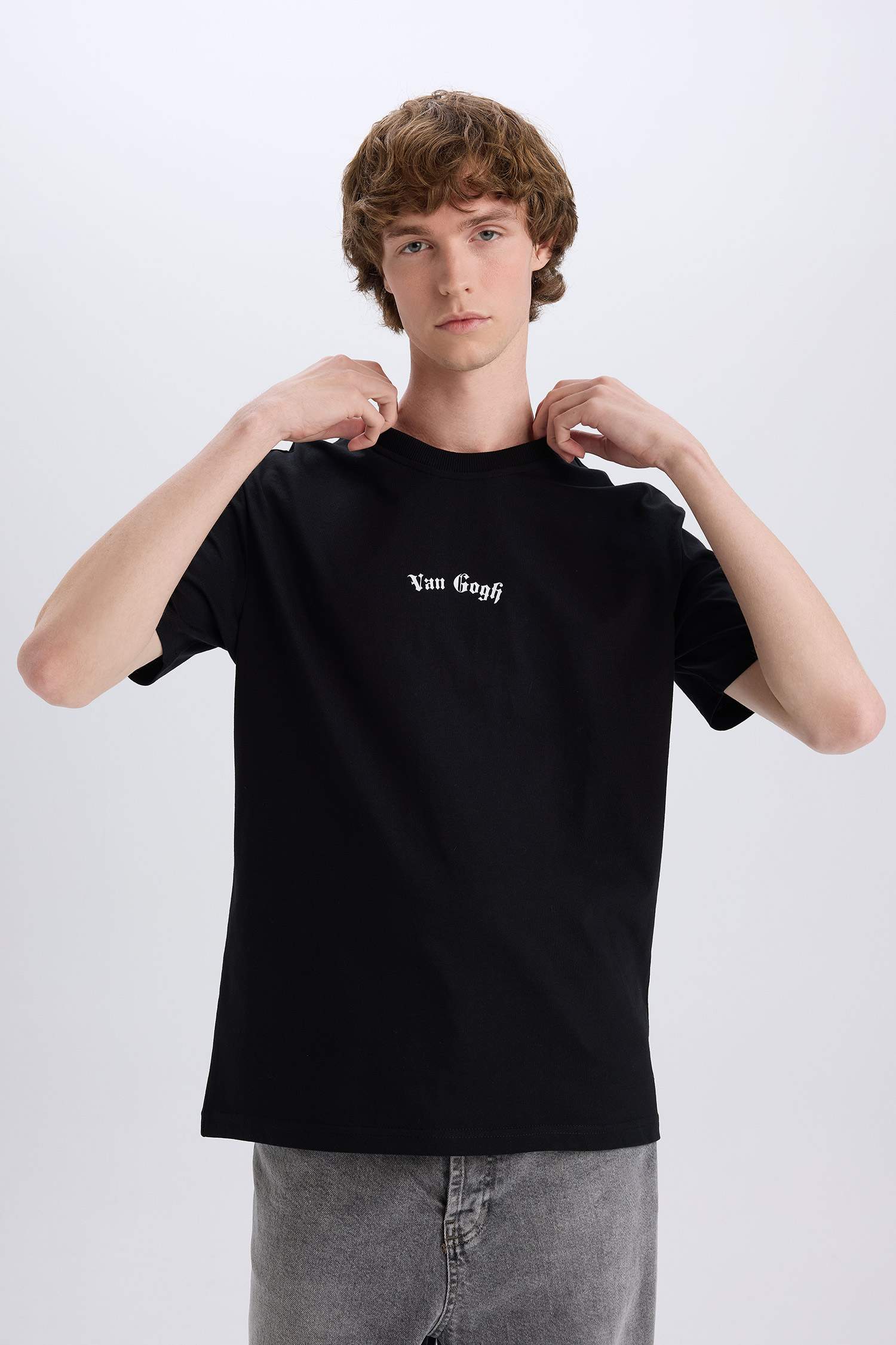 Regular Fit Van Gogh Licensed Crew Neck Printed Short Sleeve T-Shirt