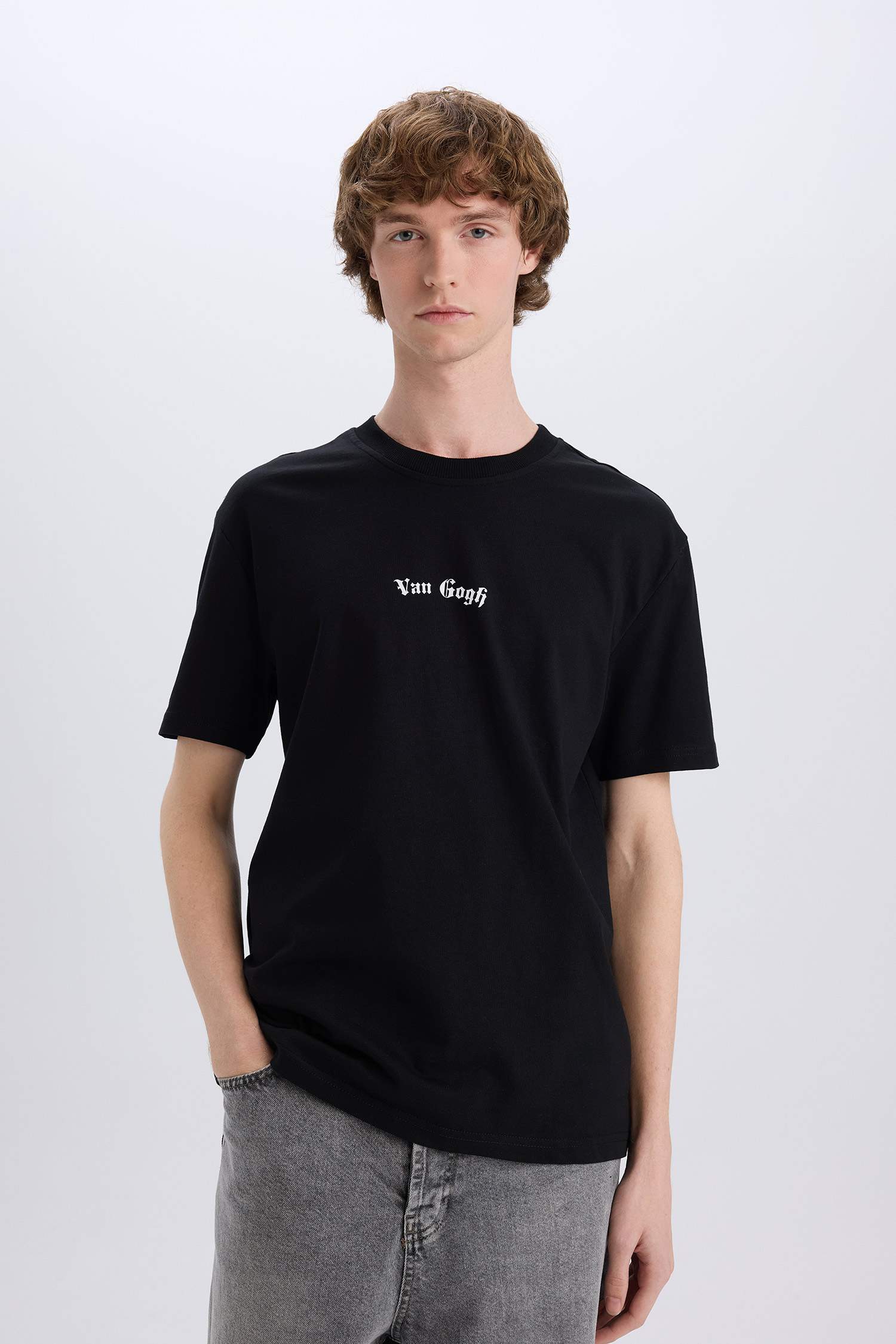 Regular Fit Van Gogh Licensed Crew Neck Printed Short Sleeve T-Shirt