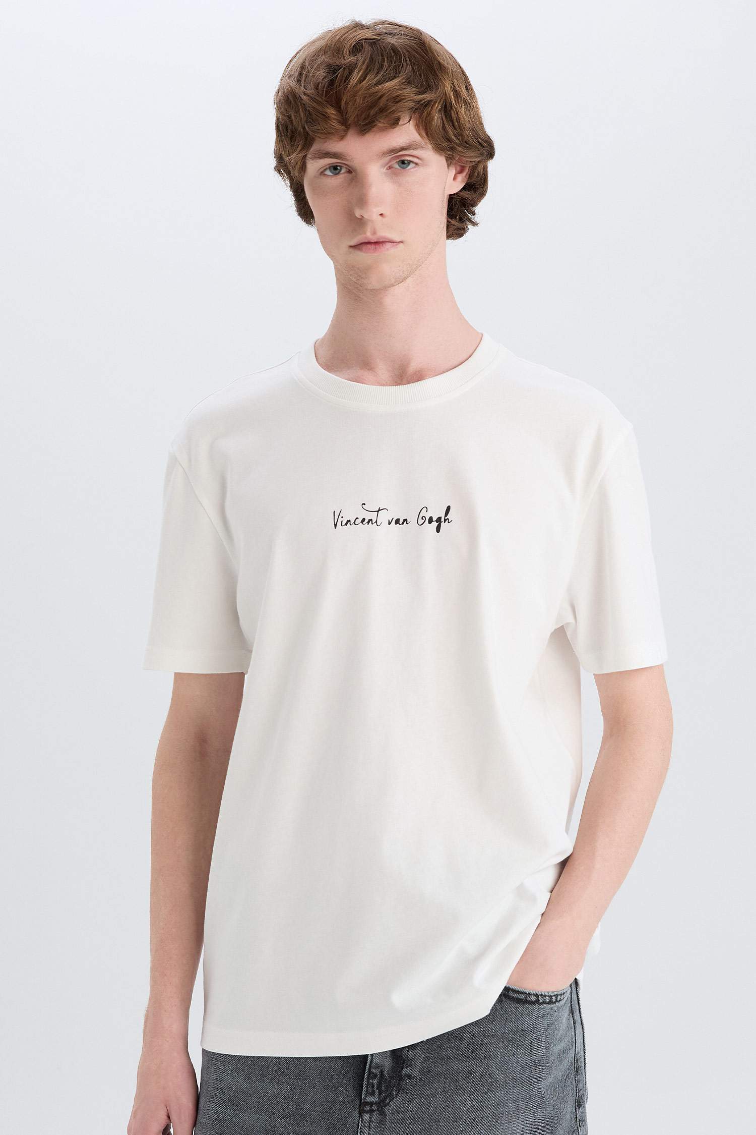 Van Gogh Regular Fit Crew Neck Back Printed T-Shirt