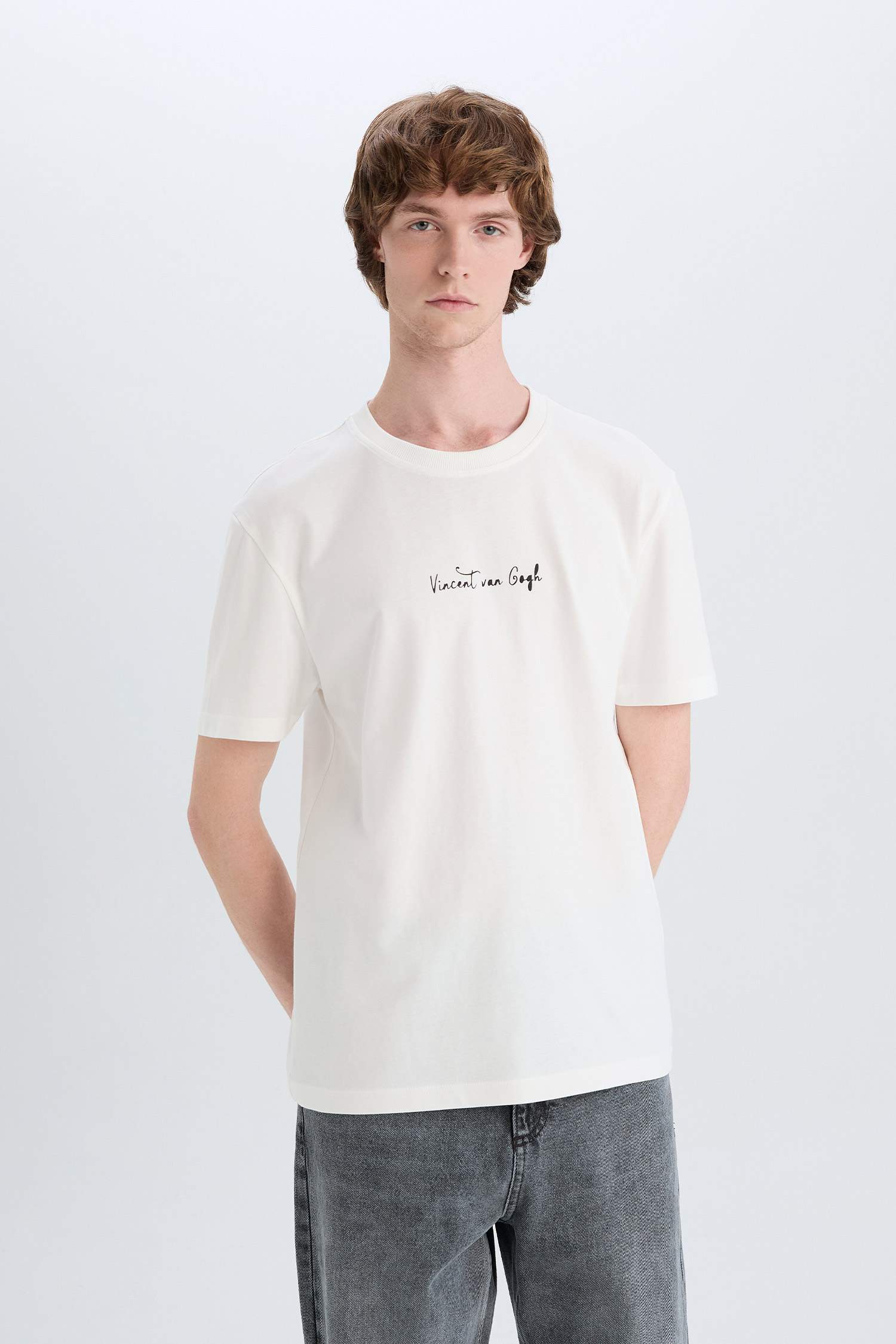 Van Gogh Regular Fit Crew Neck Back Printed T-Shirt