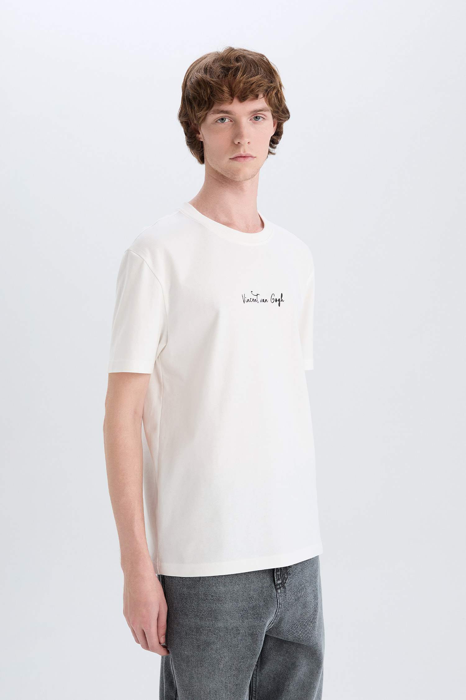 Van Gogh Regular Fit Crew Neck Back Printed T-Shirt