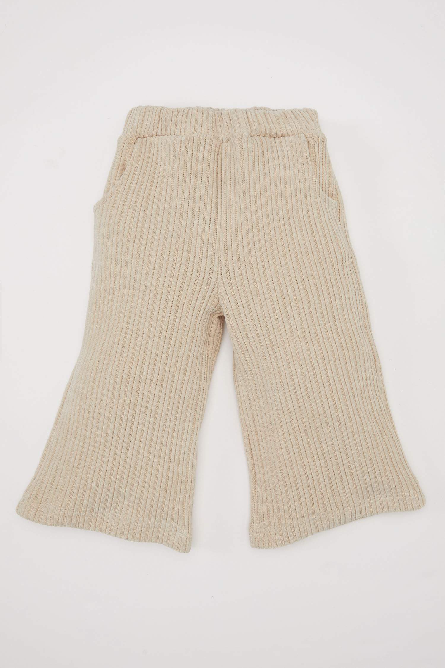 Kız Bebek 2'li Takım Fitilli Kadife Baskılı Sweatshirt Geniş Bol Paça Alt