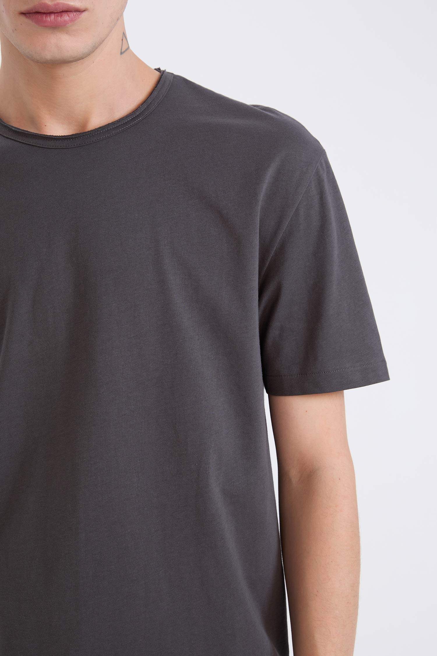 %100 Pamuk Regular Fit Bisiklet Yaka Kısa Kollu Ağır Kumaş Tişört