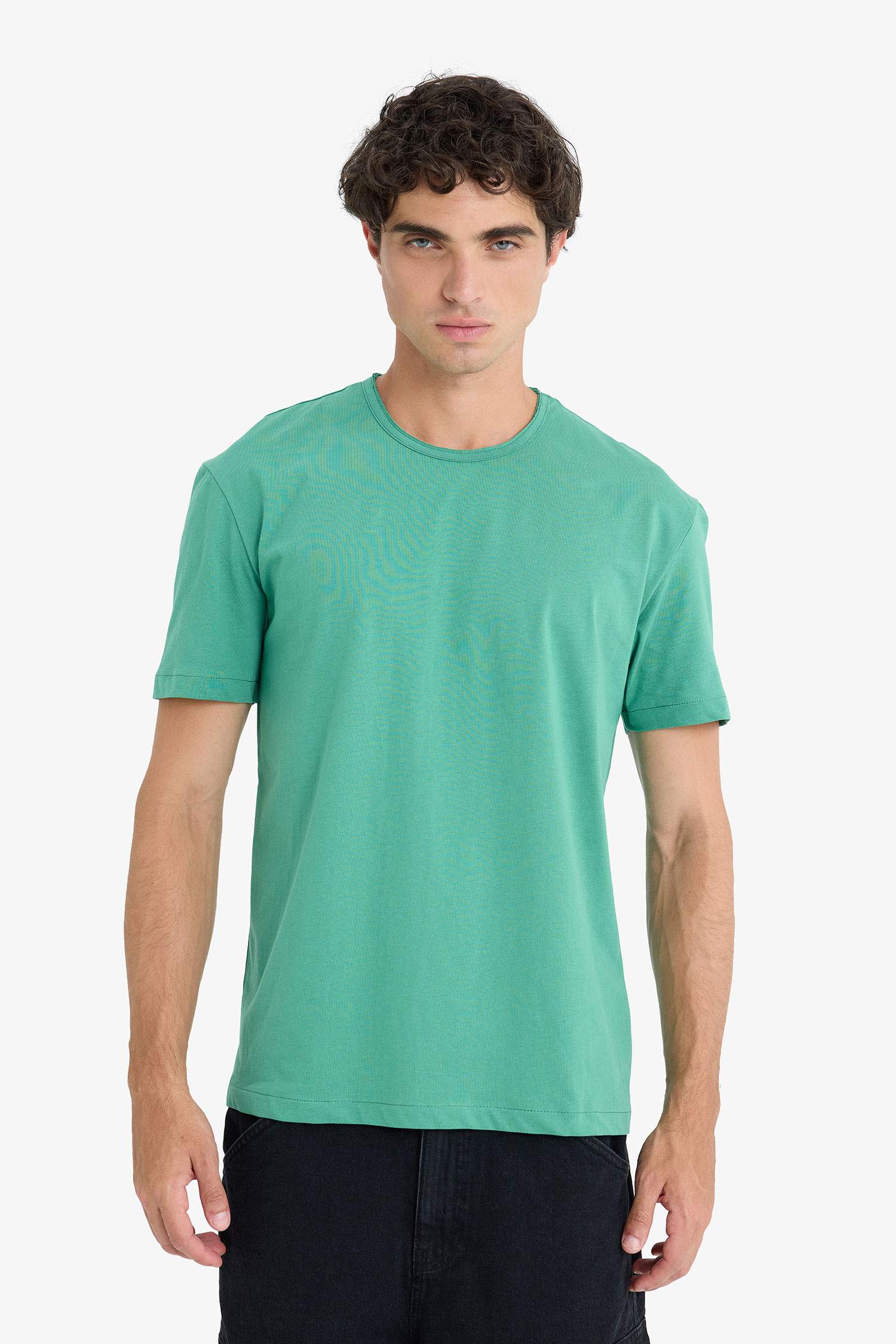 %100 Pamuk Regular Fit Bisiklet Yaka Kısa Kollu Ağır Kumaş Tişört