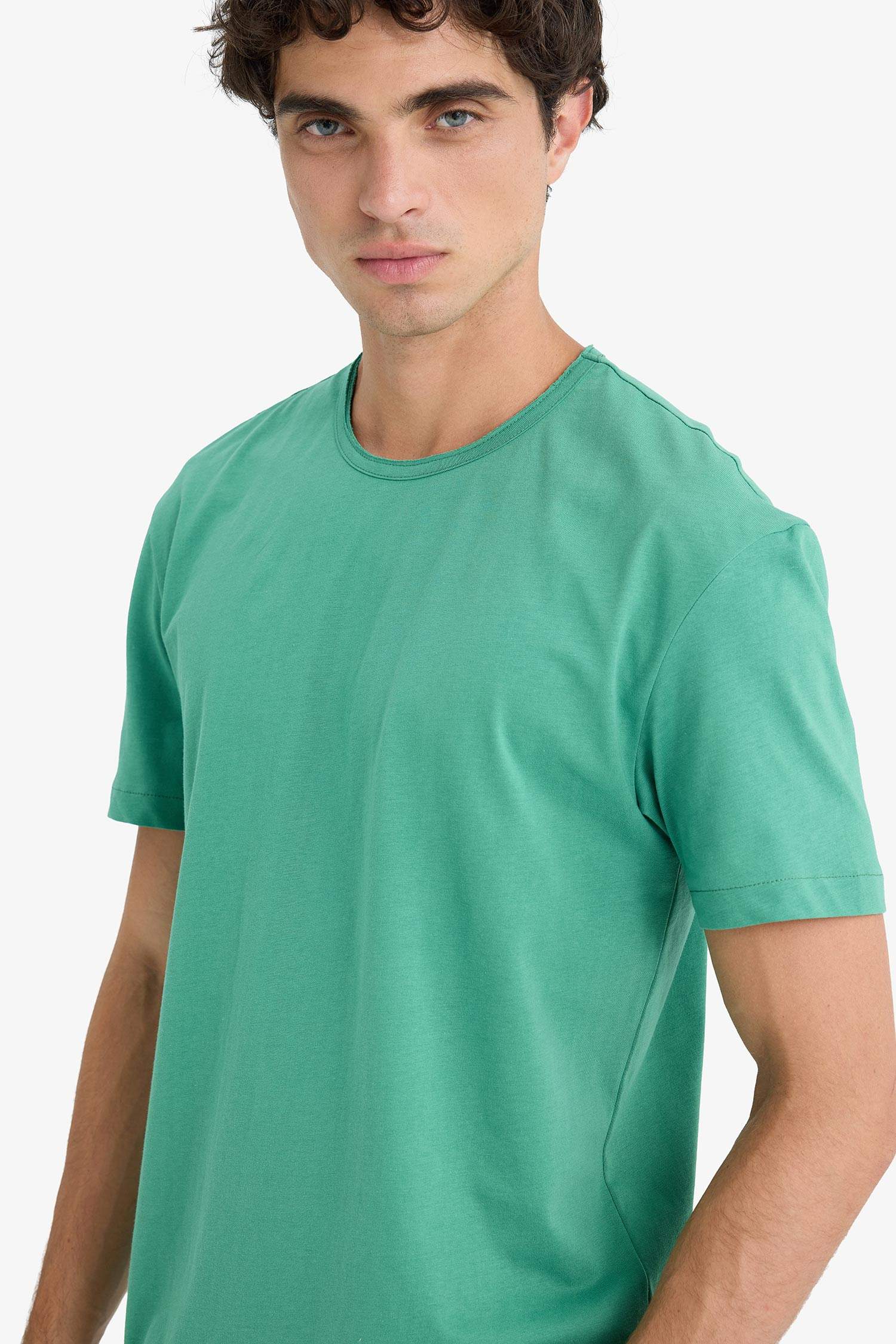 %100 Pamuk Regular Fit Bisiklet Yaka Kısa Kollu Ağır Kumaş Tişört