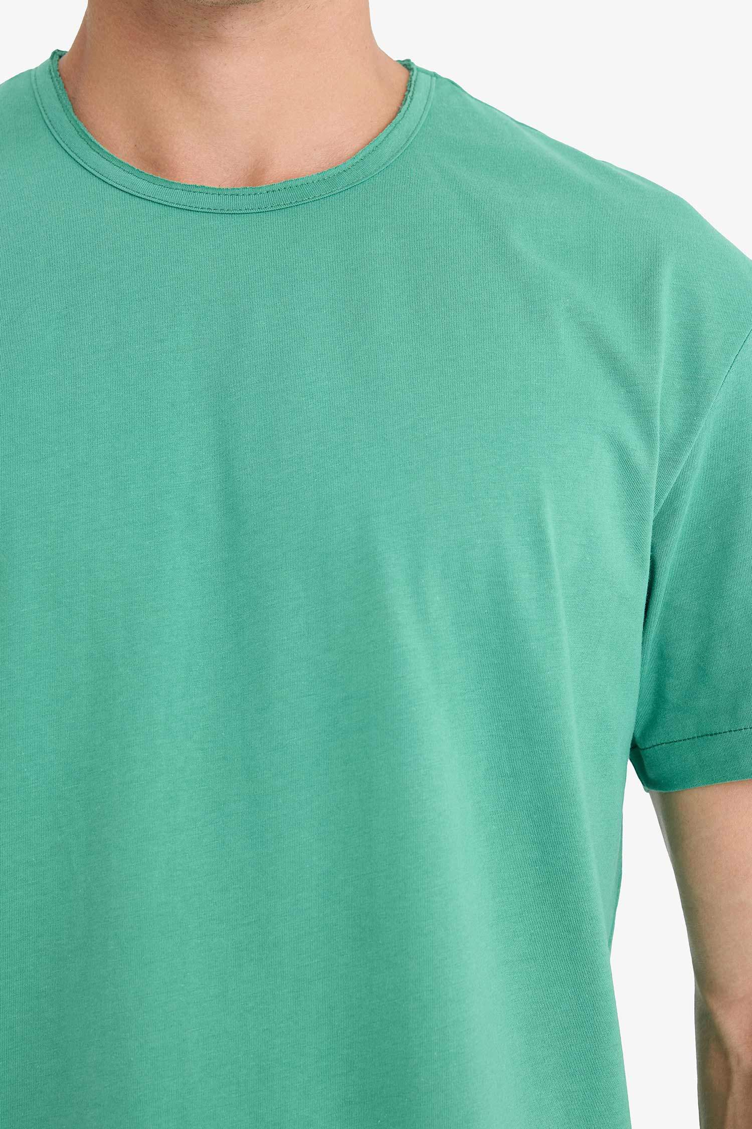 %100 Pamuk Regular Fit Bisiklet Yaka Kısa Kollu Ağır Kumaş Tişört