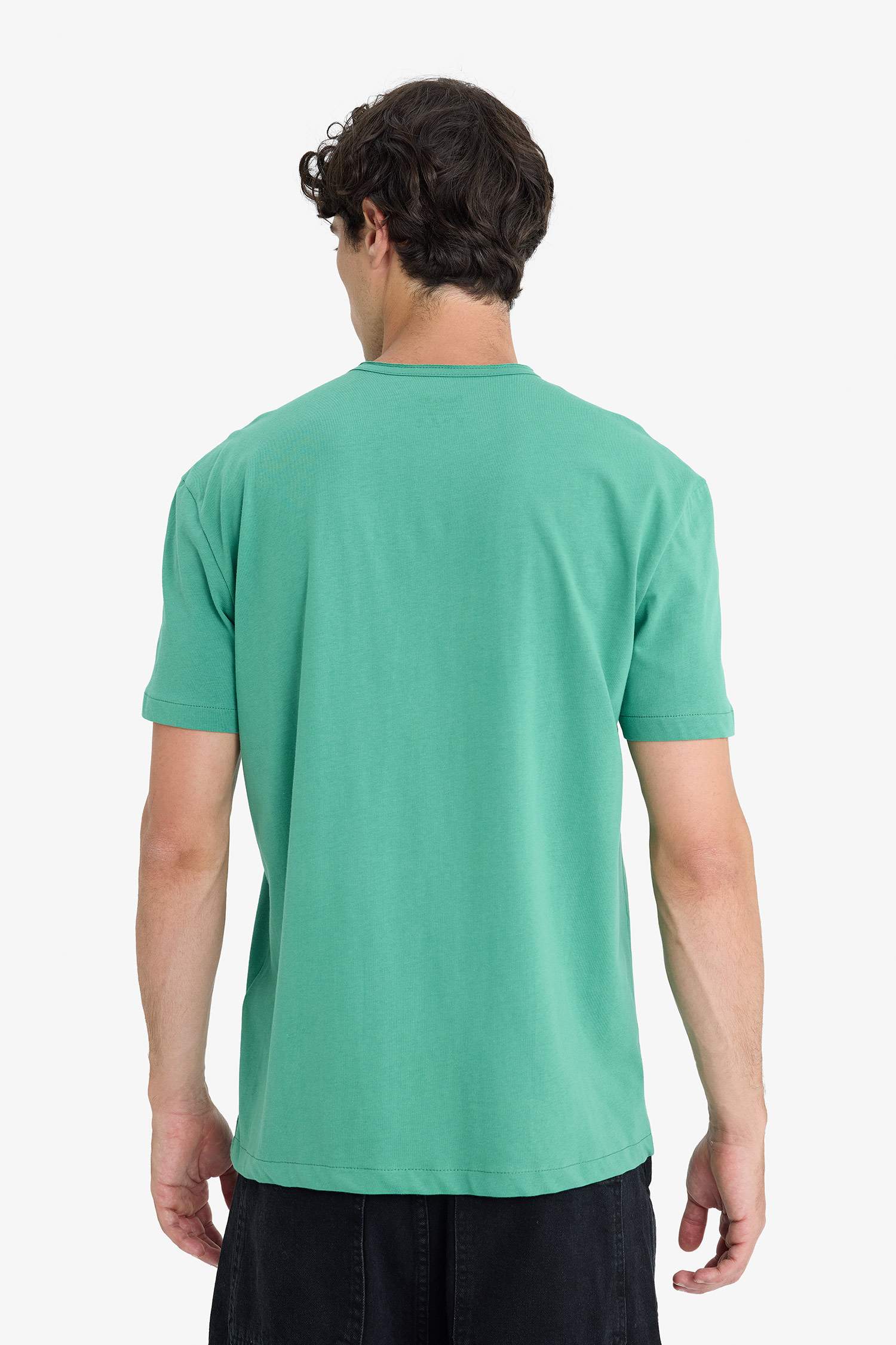 %100 Pamuk Regular Fit Bisiklet Yaka Kısa Kollu Ağır Kumaş Tişört