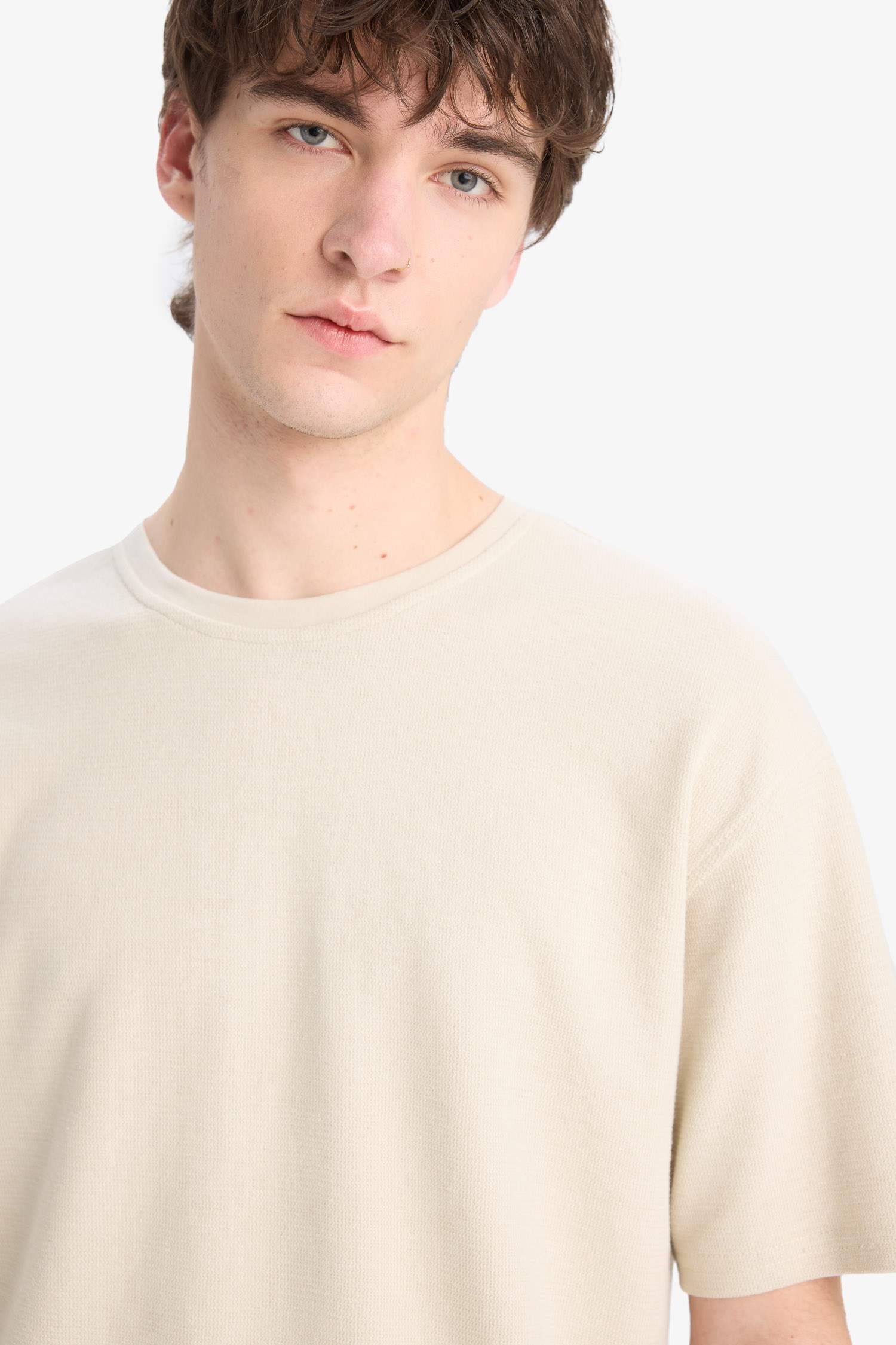 Boxy Fit Bisiklet Yaka Kısa Kollu Tişört