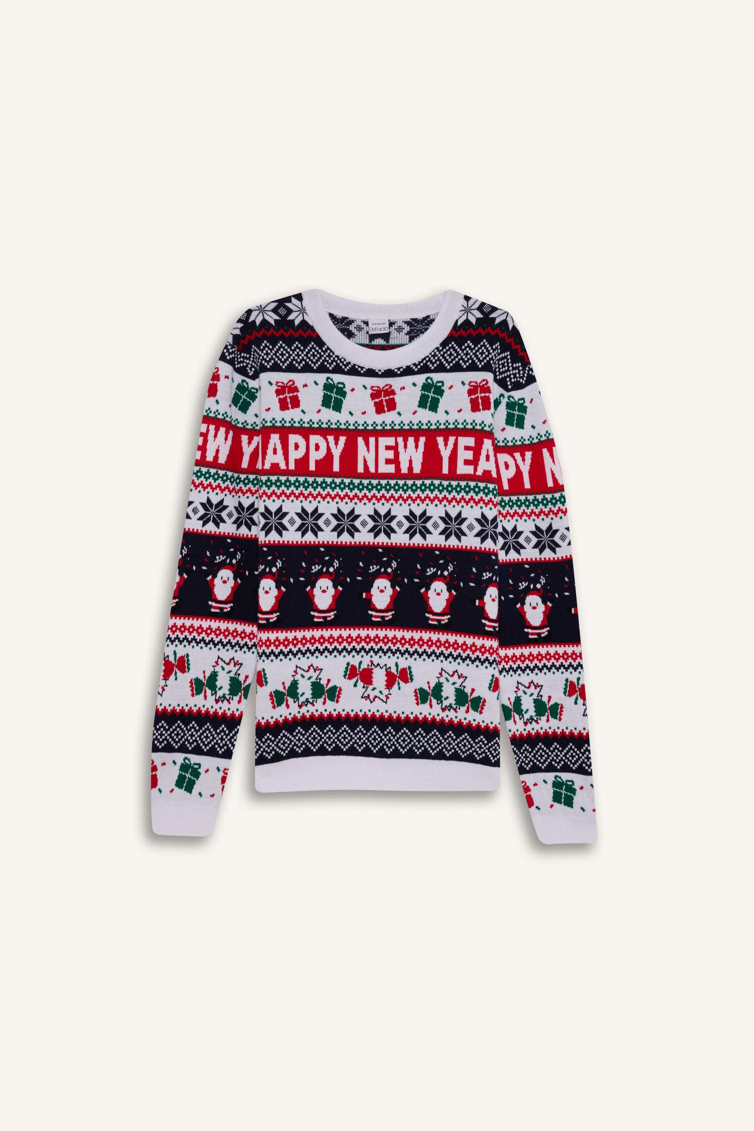 Standard Fit Christmas Themed Crew Neck Knitted Pullover