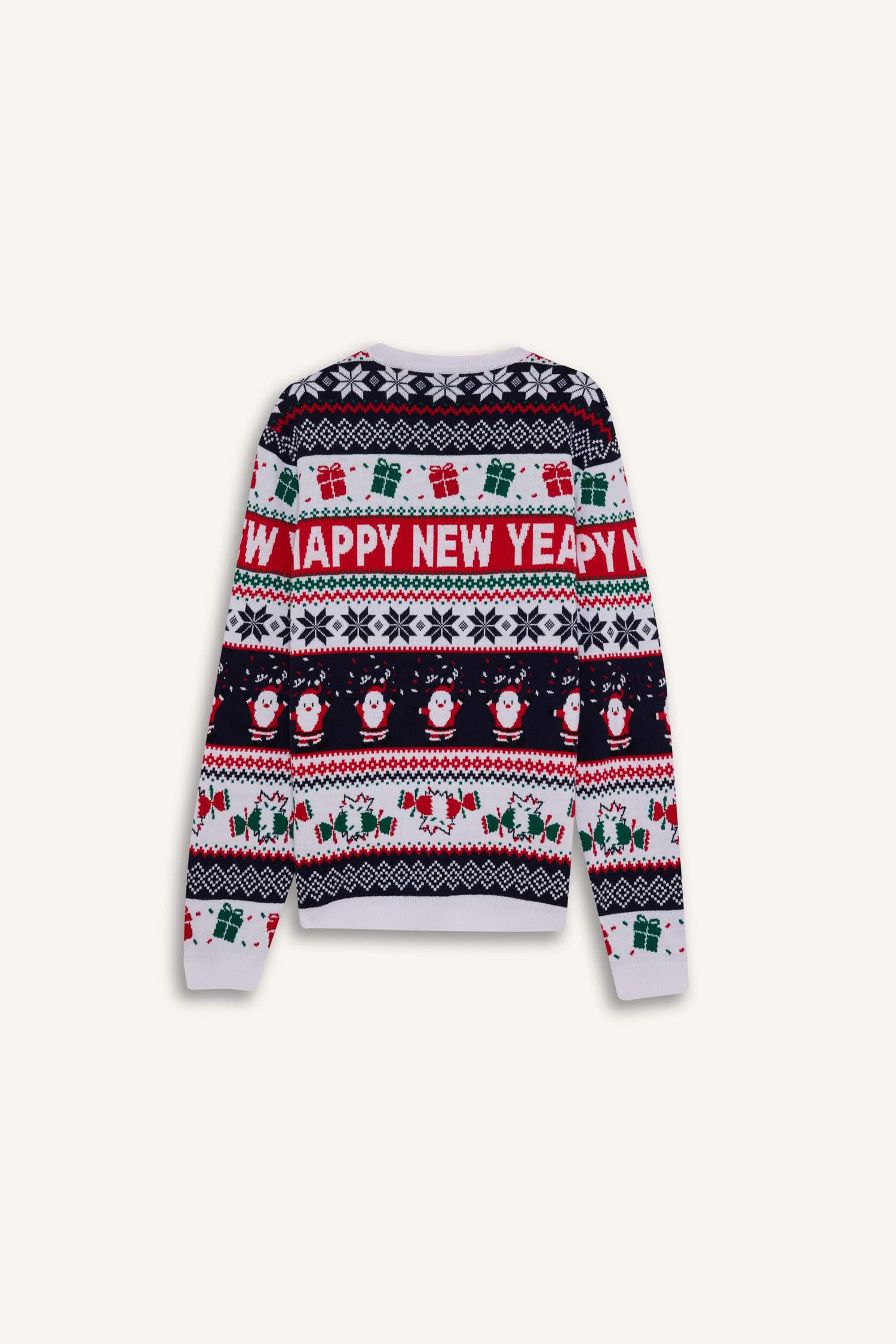 Standard Fit Christmas Themed Crew Neck Knitted Pullover