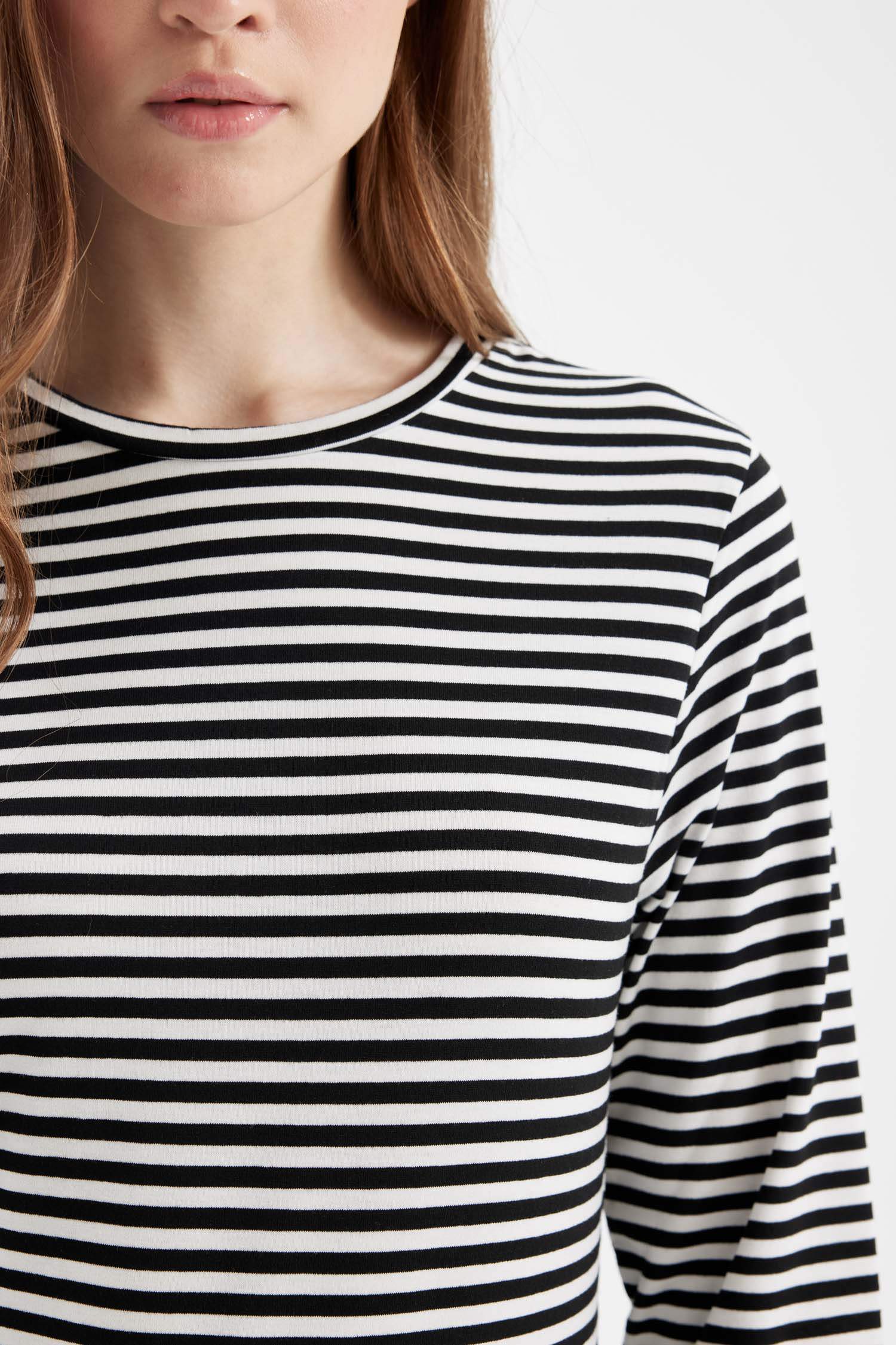 Striped Long Sleeve Basic T-Shirt Tunic