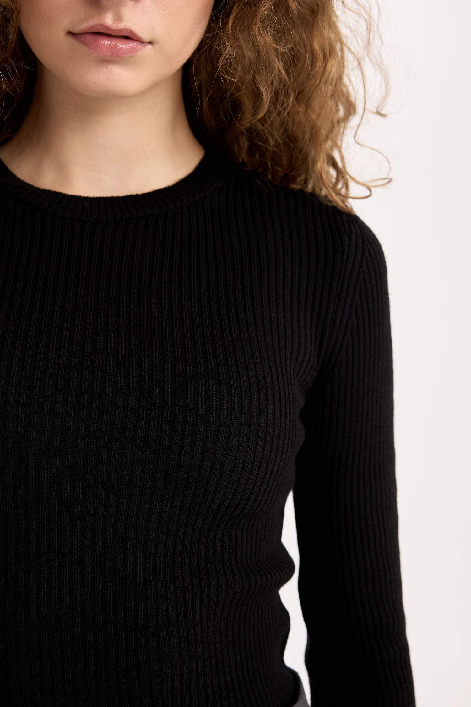 Fitted Bisiklet Yaka Ribana 2'li Triko Kazak