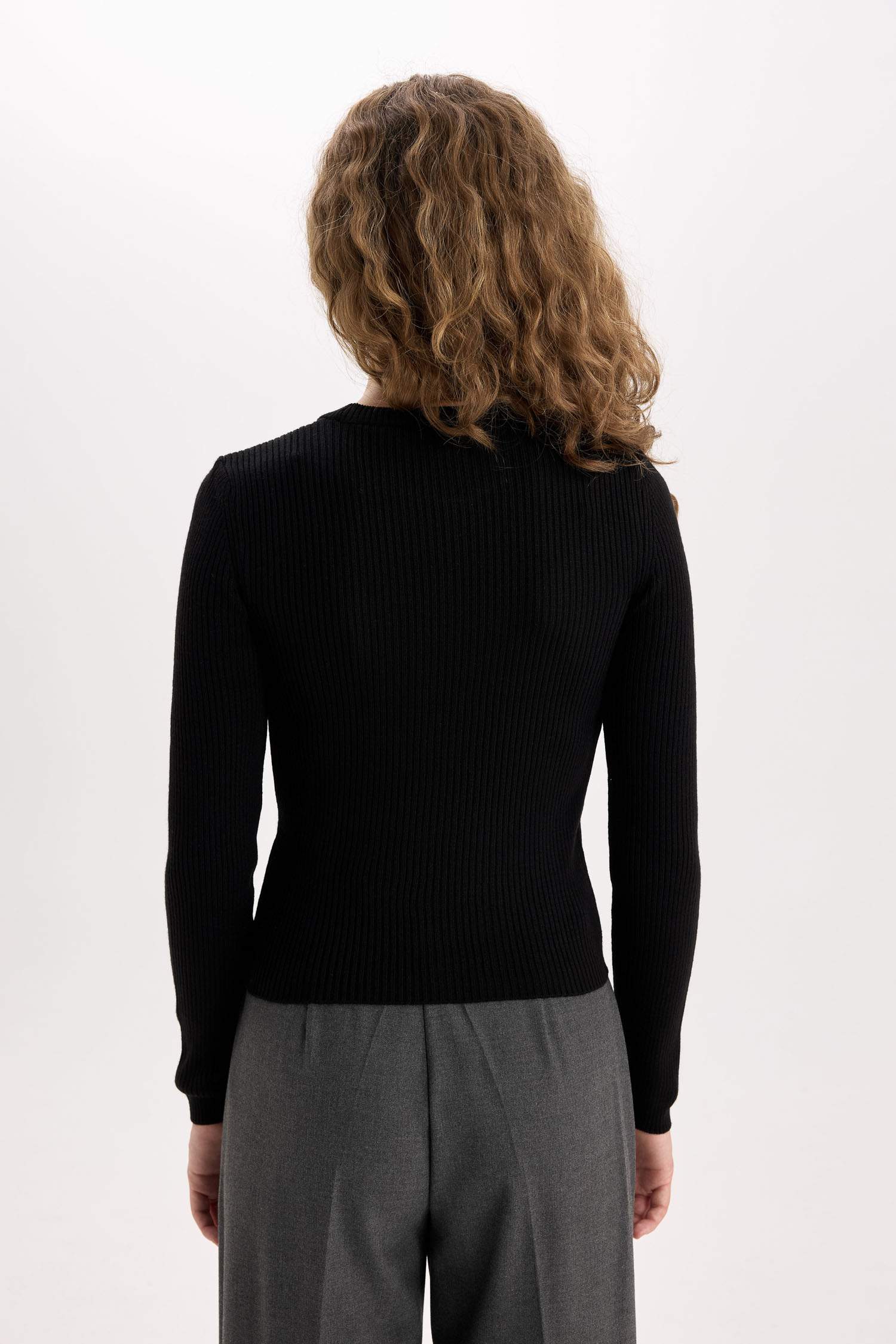 Fitted Bisiklet Yaka Ribana 2'li Triko Kazak