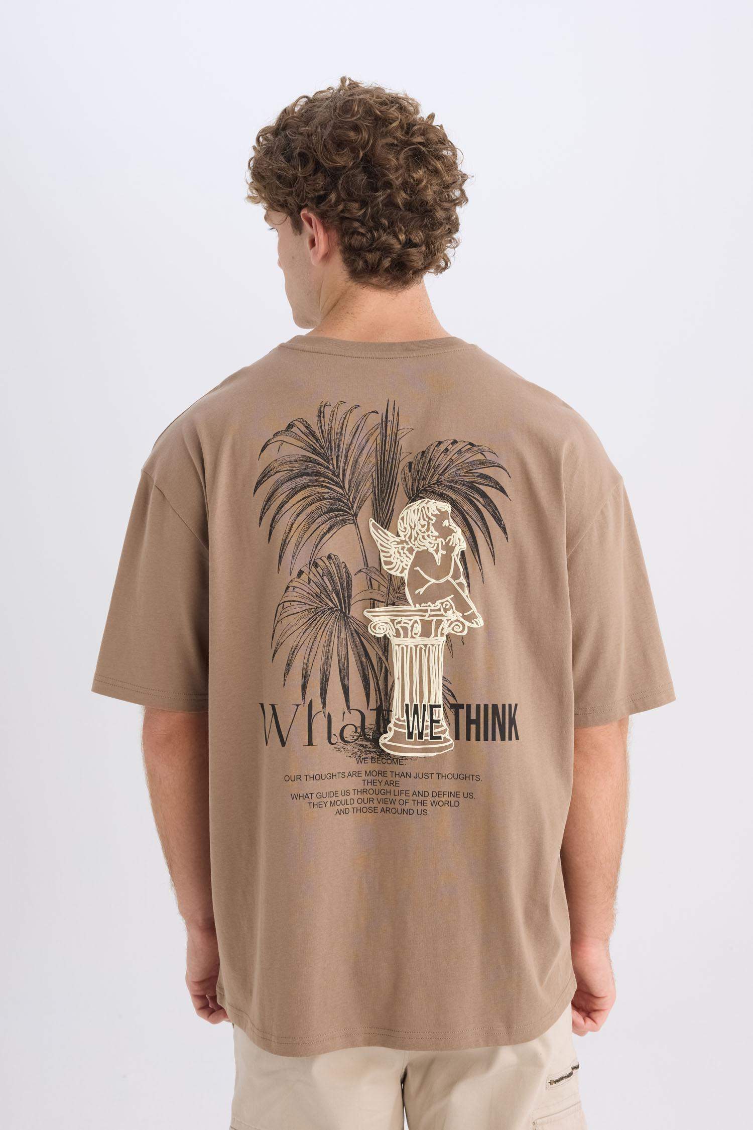 Oversize Fit Crew Neck Printed Short Sleeve T-Shirt