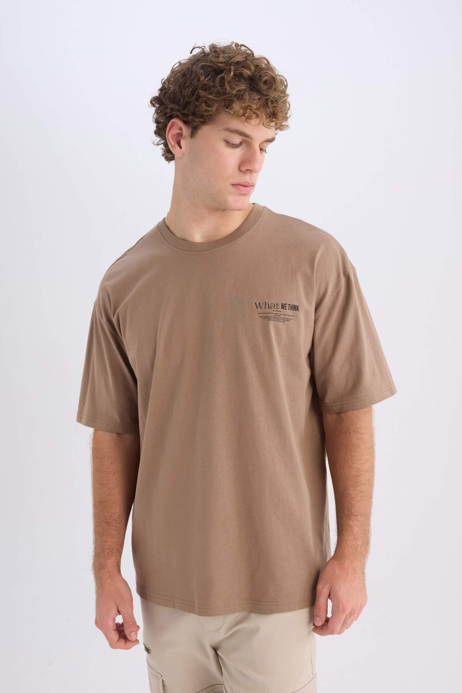 Oversize Fit Crew Neck Printed Short Sleeve T-Shirt