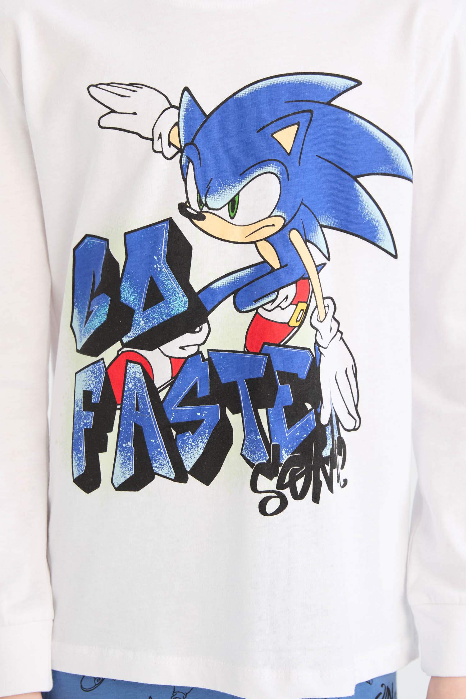 Erkek Çocuk Pijama Takımı Sonic the Hedgehog Uzun Kollu Tişört Uzun Alt
