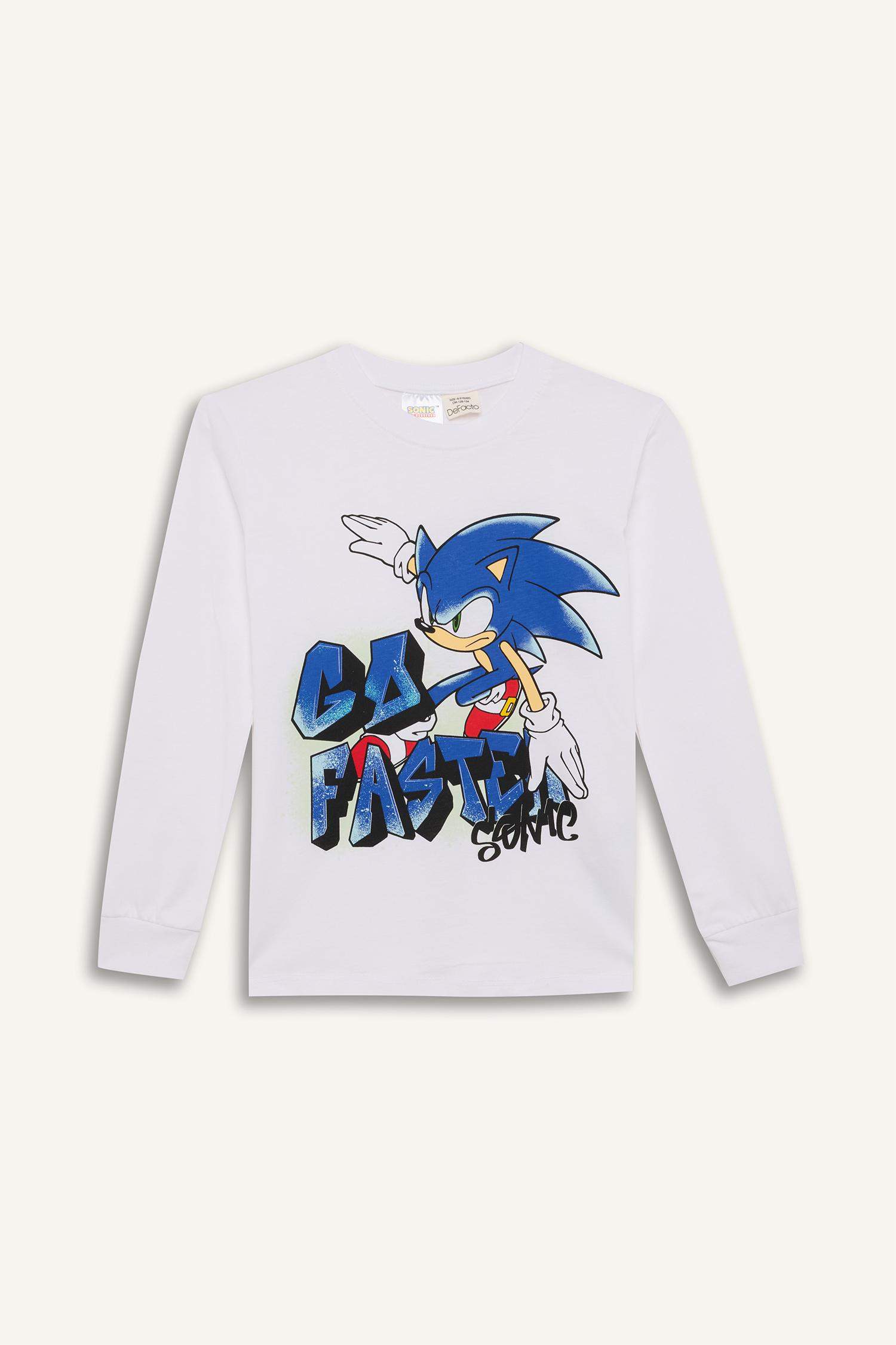 Erkek Çocuk Pijama Takımı Sonic the Hedgehog Uzun Kollu Tişört Uzun Alt