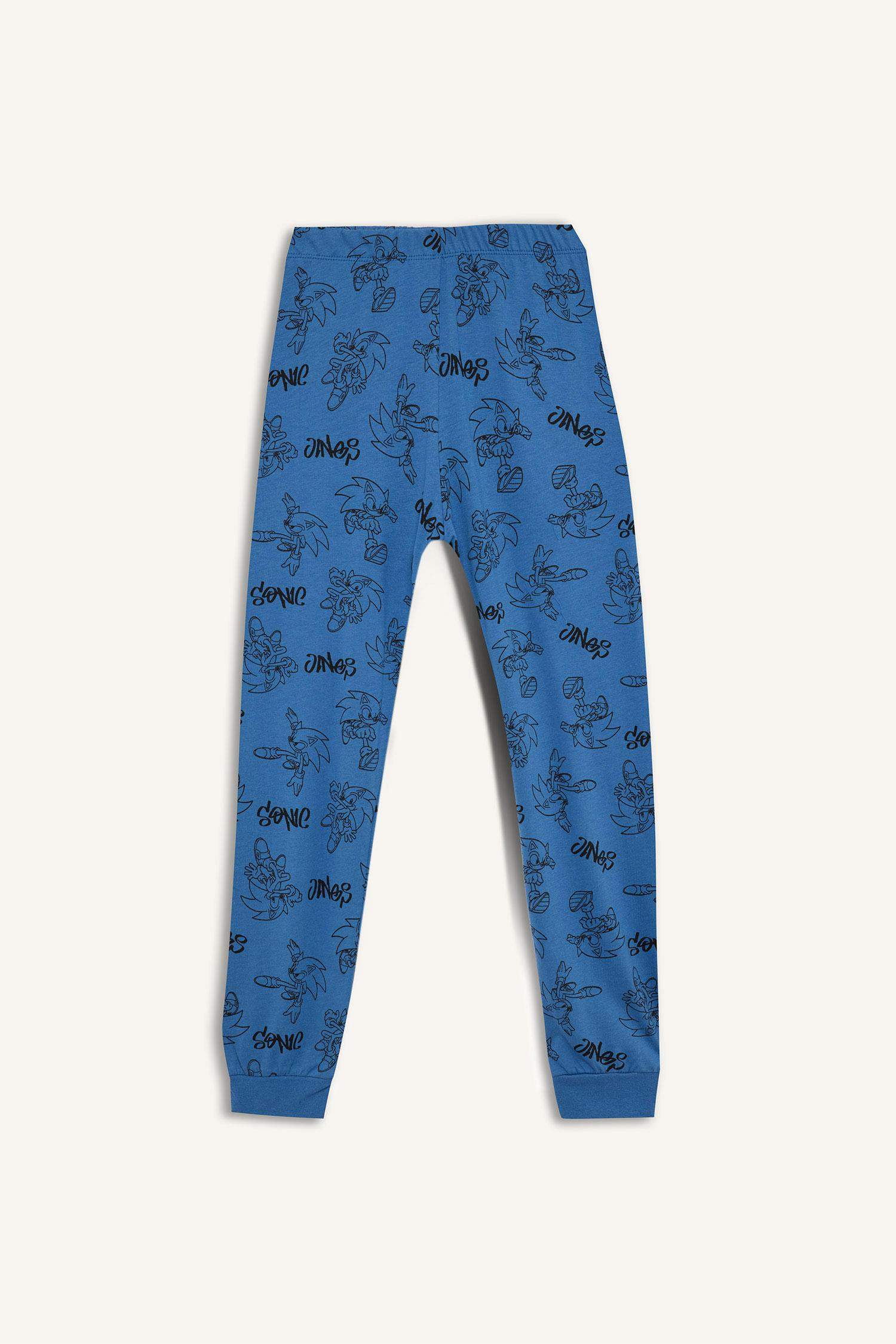 Erkek Çocuk Pijama Takımı Sonic the Hedgehog Uzun Kollu Tişört Uzun Alt