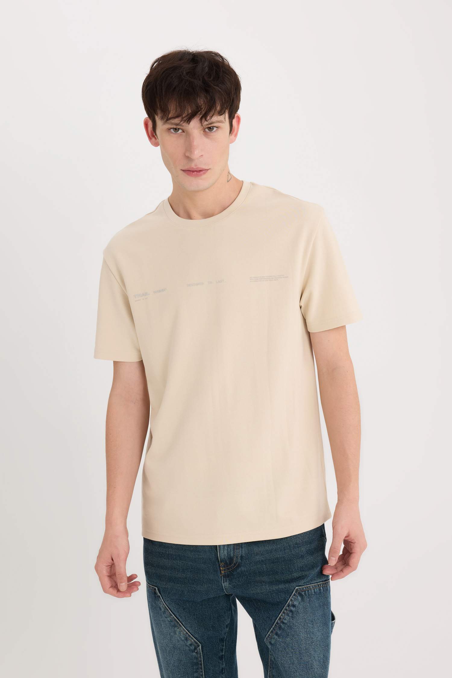 Regular Fit Crew Neck Printed Short Sleeve T-Shirt