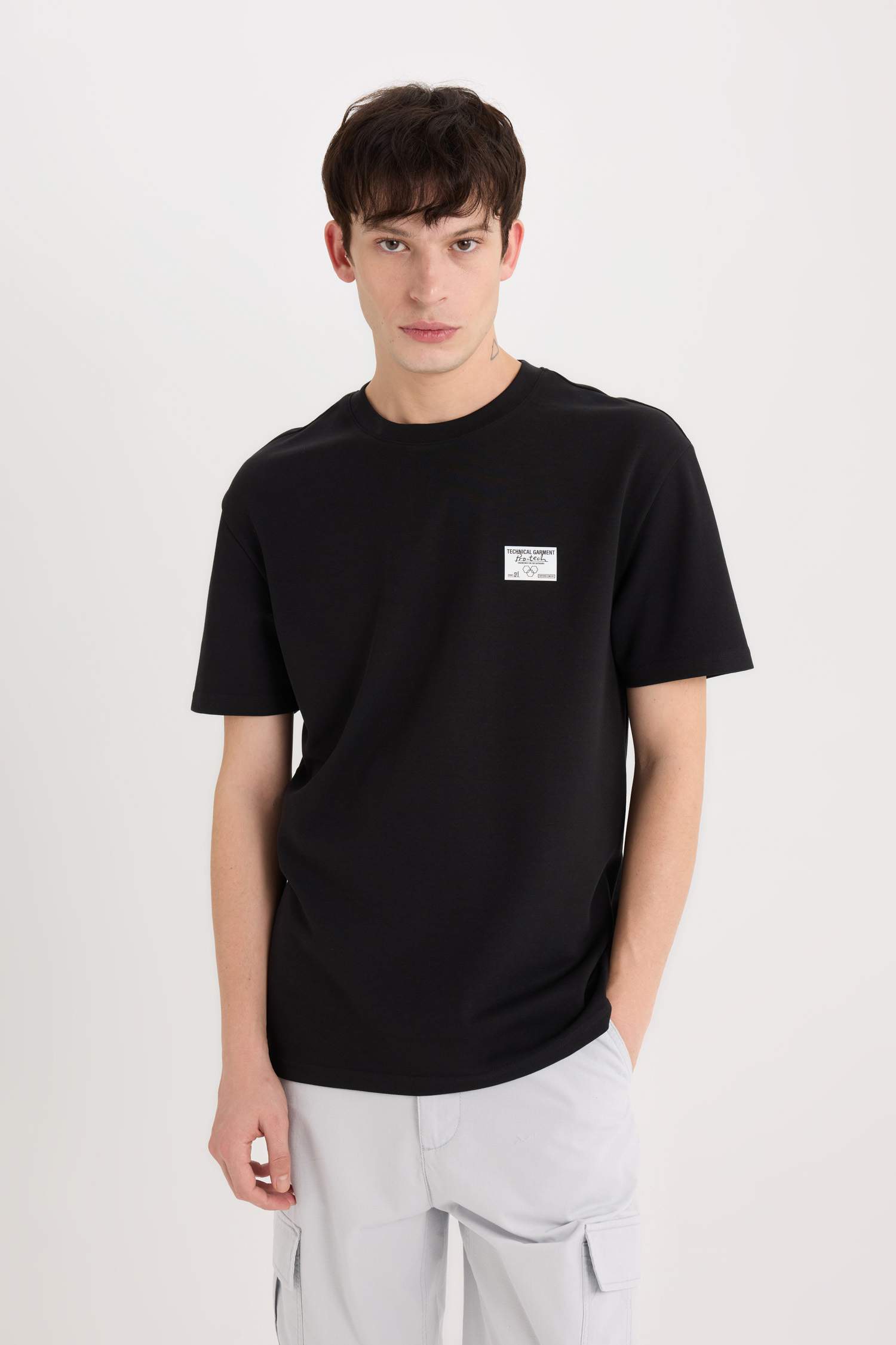 Regular Fit Bisiklet Yaka Ütü Gerektirmeyen Nefes Alabilen Baskılı Kısa Kollu Ağır Kumaş Tişört