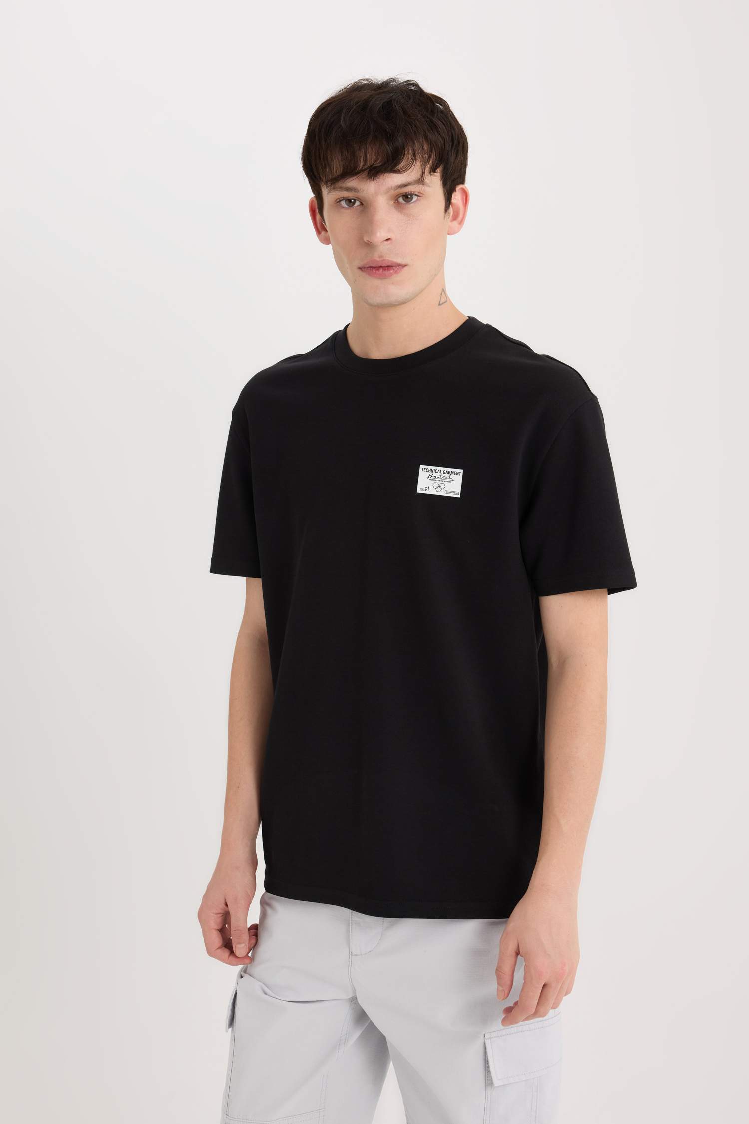 Regular Fit Bisiklet Yaka Ütü Gerektirmeyen Nefes Alabilen Baskılı Kısa Kollu Ağır Kumaş Tişört