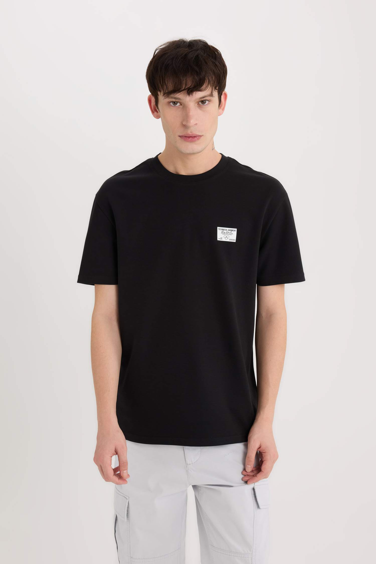 Regular Fit Bisiklet Yaka Ütü Gerektirmeyen Nefes Alabilen Baskılı Kısa Kollu Ağır Kumaş Tişört