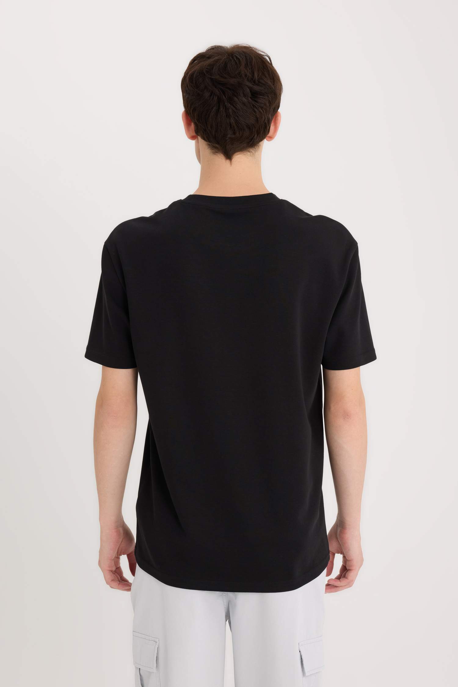 Regular Fit Bisiklet Yaka Ütü Gerektirmeyen Nefes Alabilen Baskılı Kısa Kollu Ağır Kumaş Tişört