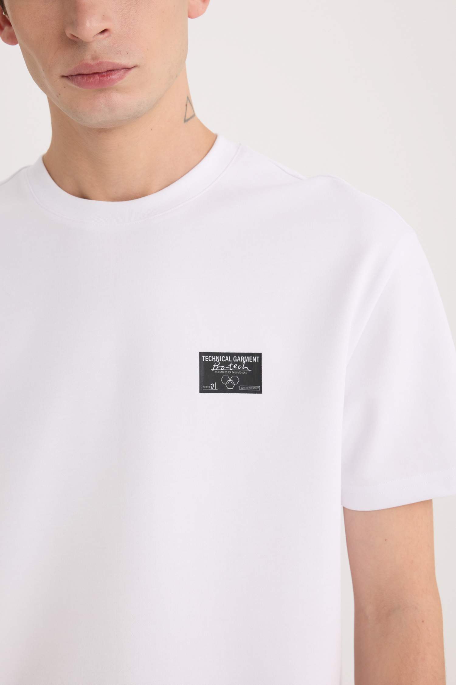 Стандартный крой футболка с круглым вырезом, короткими рукавами и тяжелой тканью с принтом