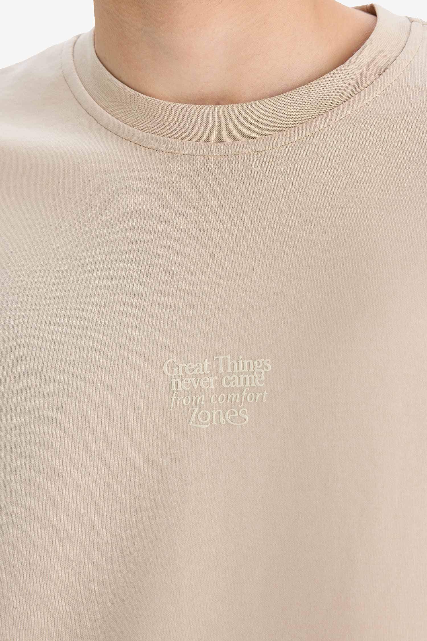 Футболка boxy fit с круглым вырезом, принтом и коротким рукавом из плотной ткани