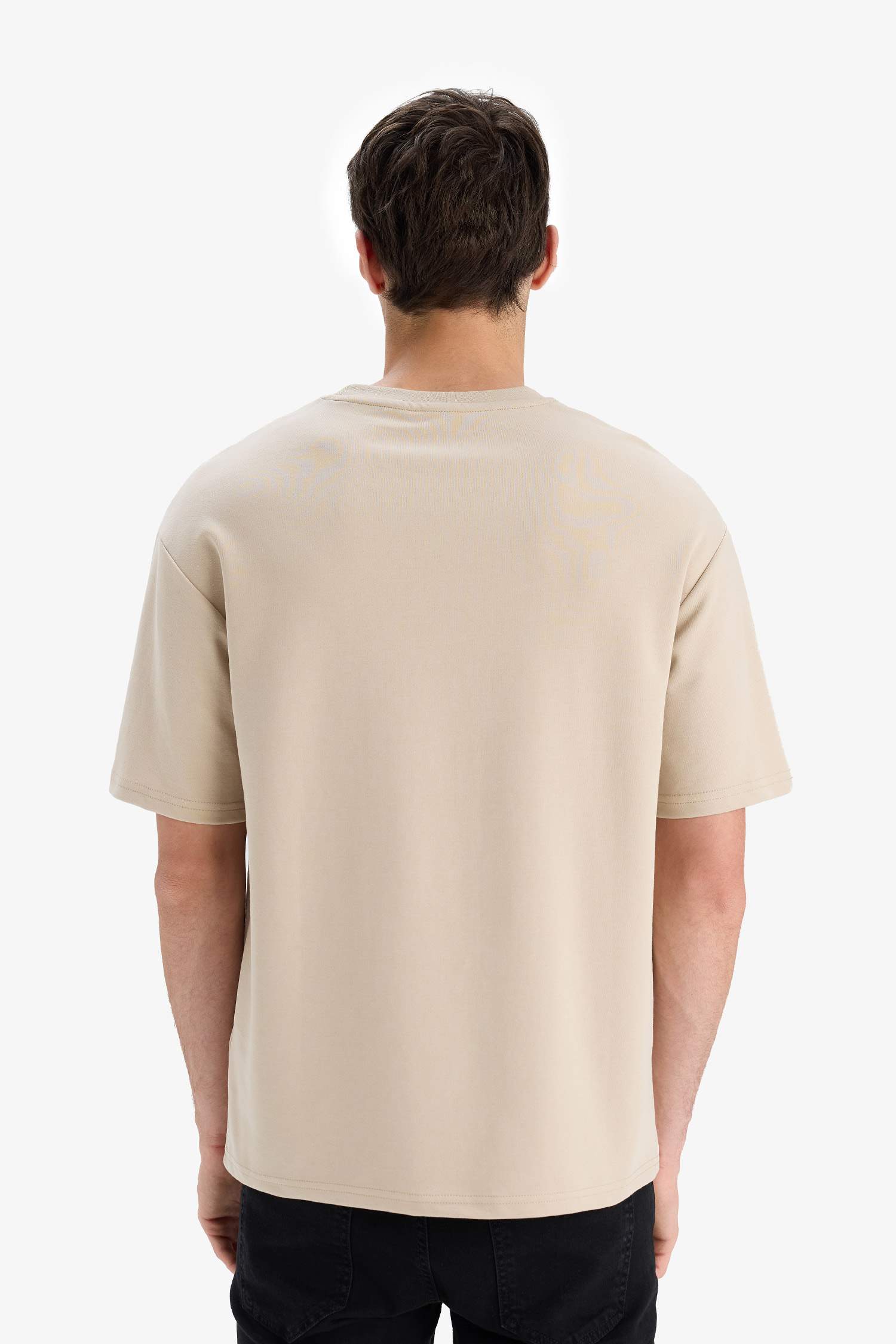 Футболка boxy fit с круглым вырезом, принтом и коротким рукавом из плотной ткани