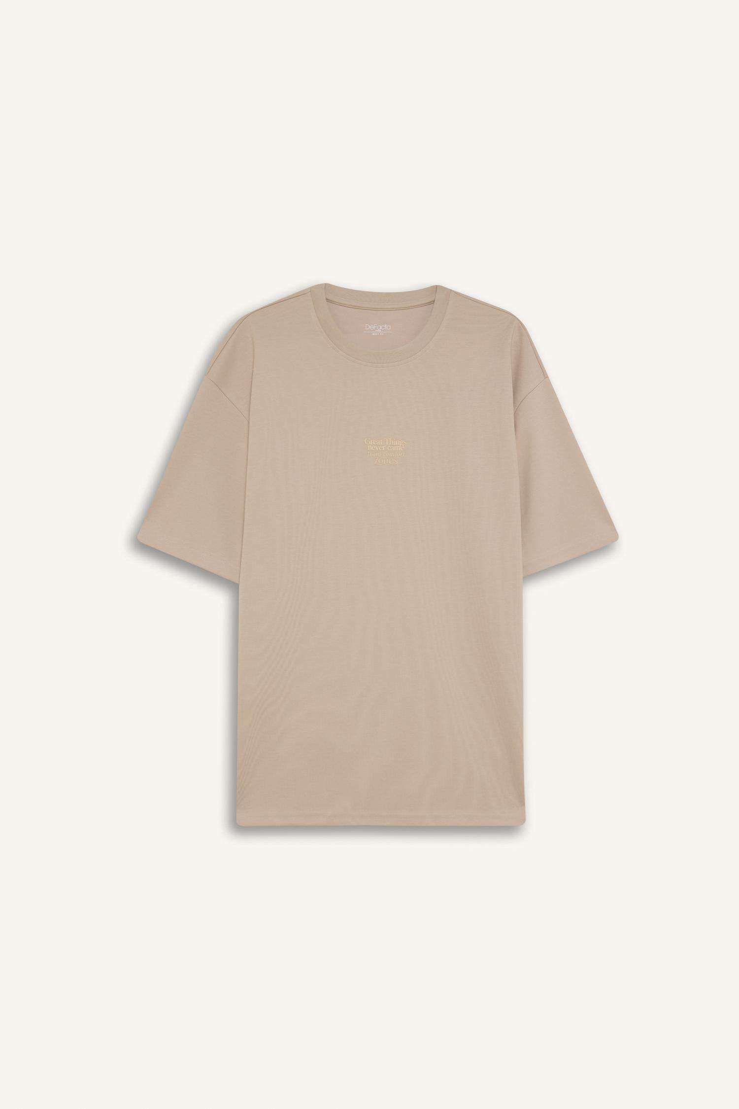 Футболка boxy fit с круглым вырезом, принтом и коротким рукавом из плотной ткани