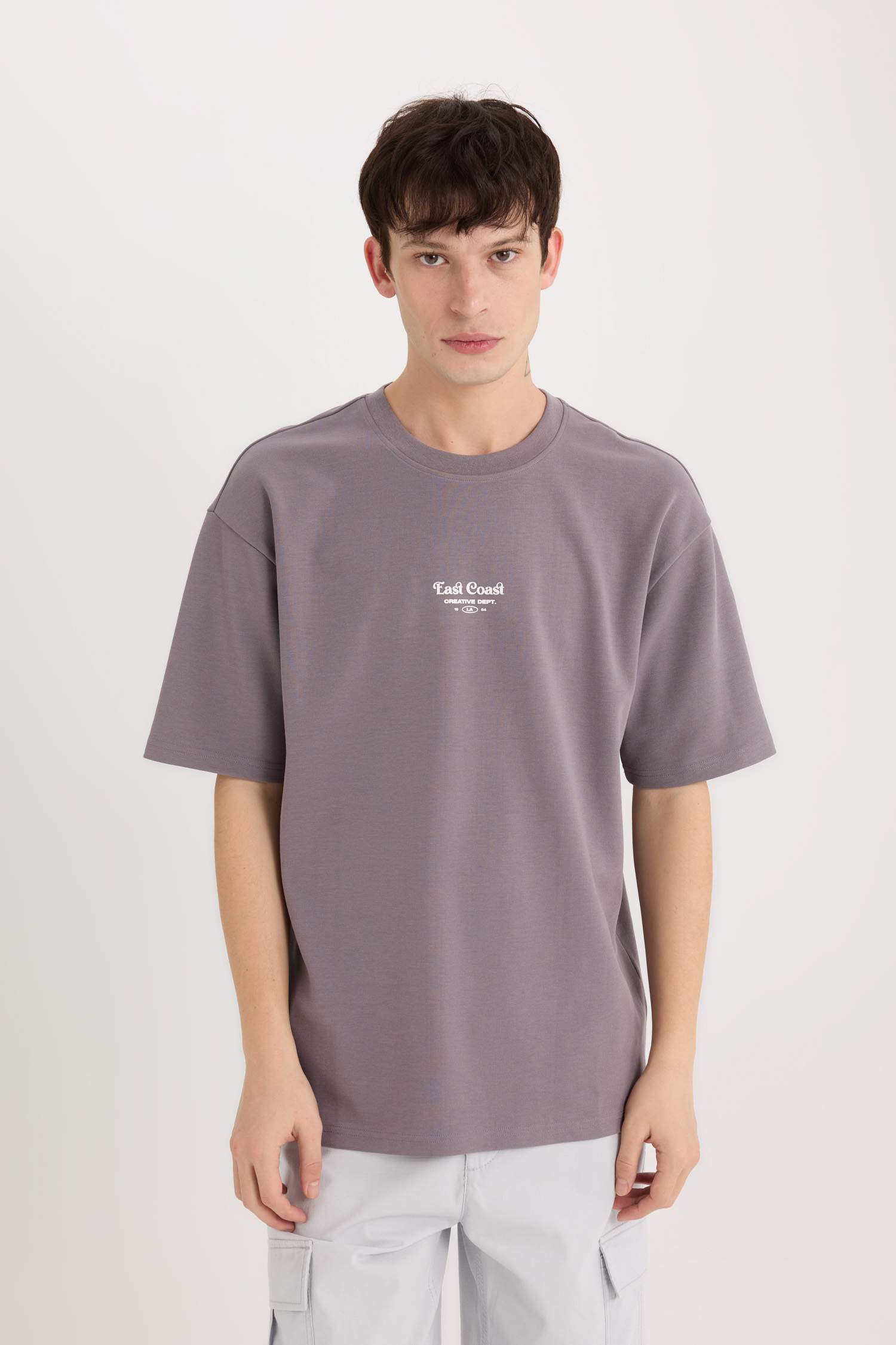 Boxy Fit Crew Neck Printed Heavy Fabric T-Shirt