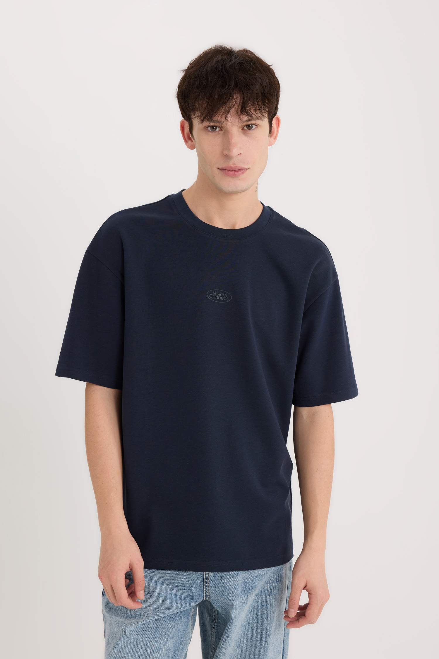 Boxy Fit Crew Neck Printed Short Sleeve T-Shirt