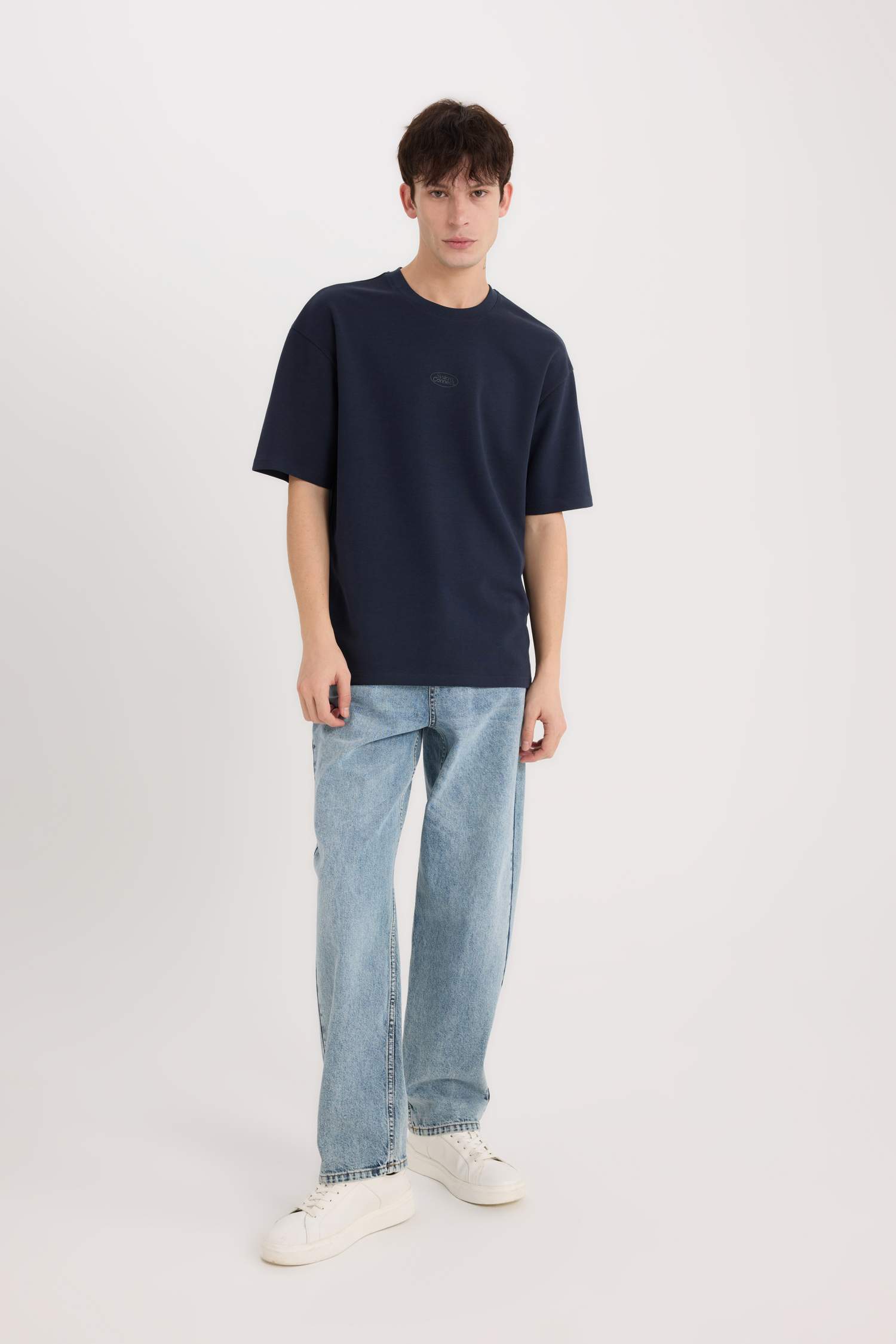 Boxy Fit Crew Neck Printed Short Sleeve T-Shirt