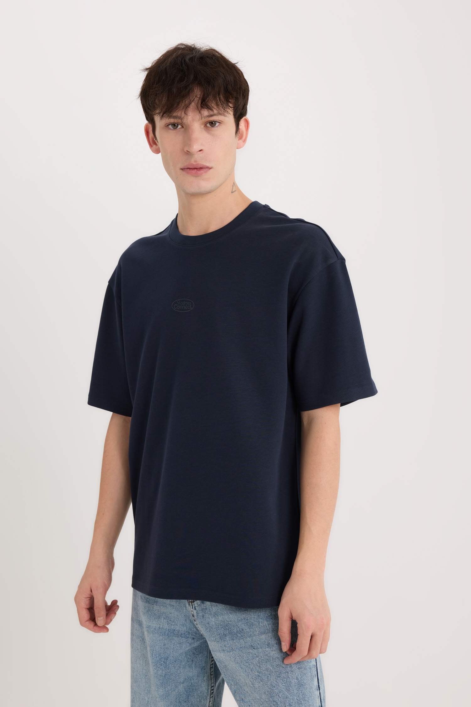 Boxy Fit Crew Neck Printed Short Sleeve T-Shirt