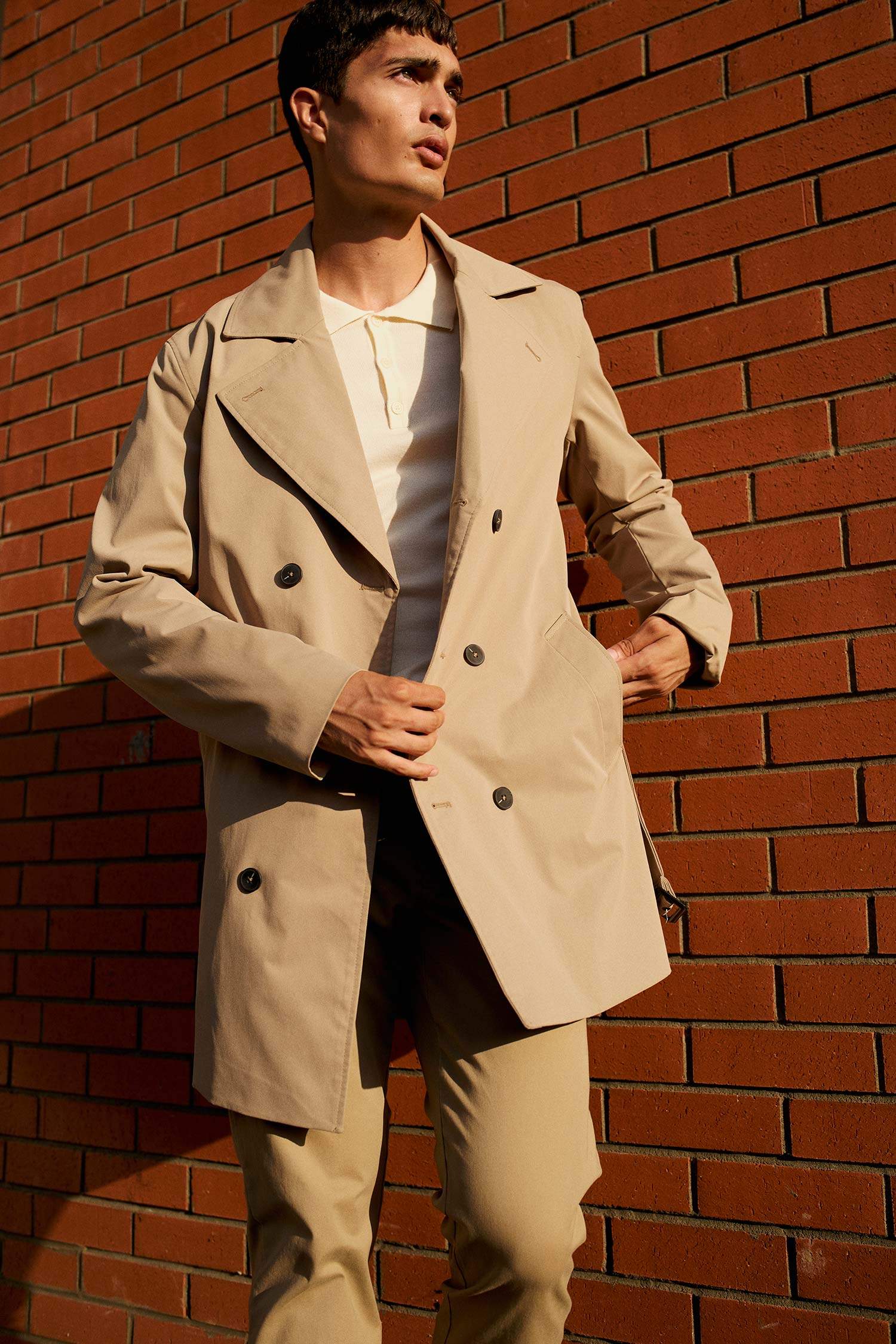 Slim Fit Dar Kesim Astarlı Düğmeli Cepli Kemerli Mevsimlik Baharlık Trençkot